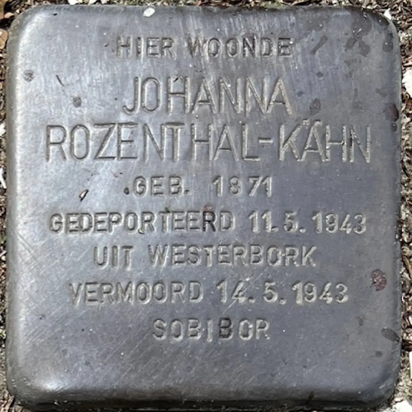 Struikelsteen voor Johanna Rozenthal-Kähn