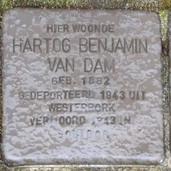 Struikelsteen voor Hartog Benjamin van Dam