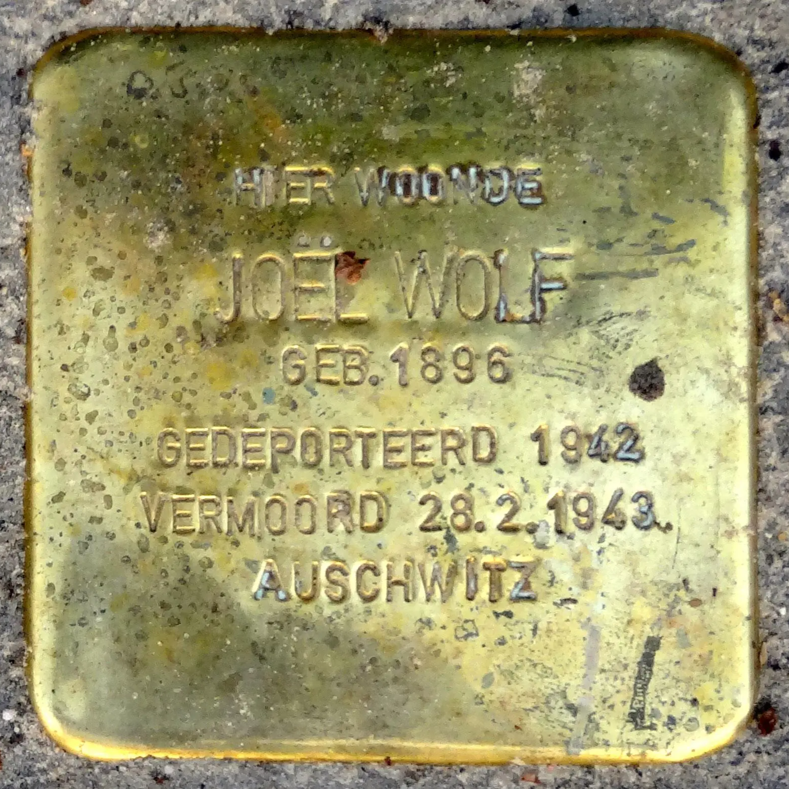 Struikelsteen voor Joël Wolf