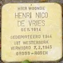 Struikelsteen voor Henri Nico de Vries