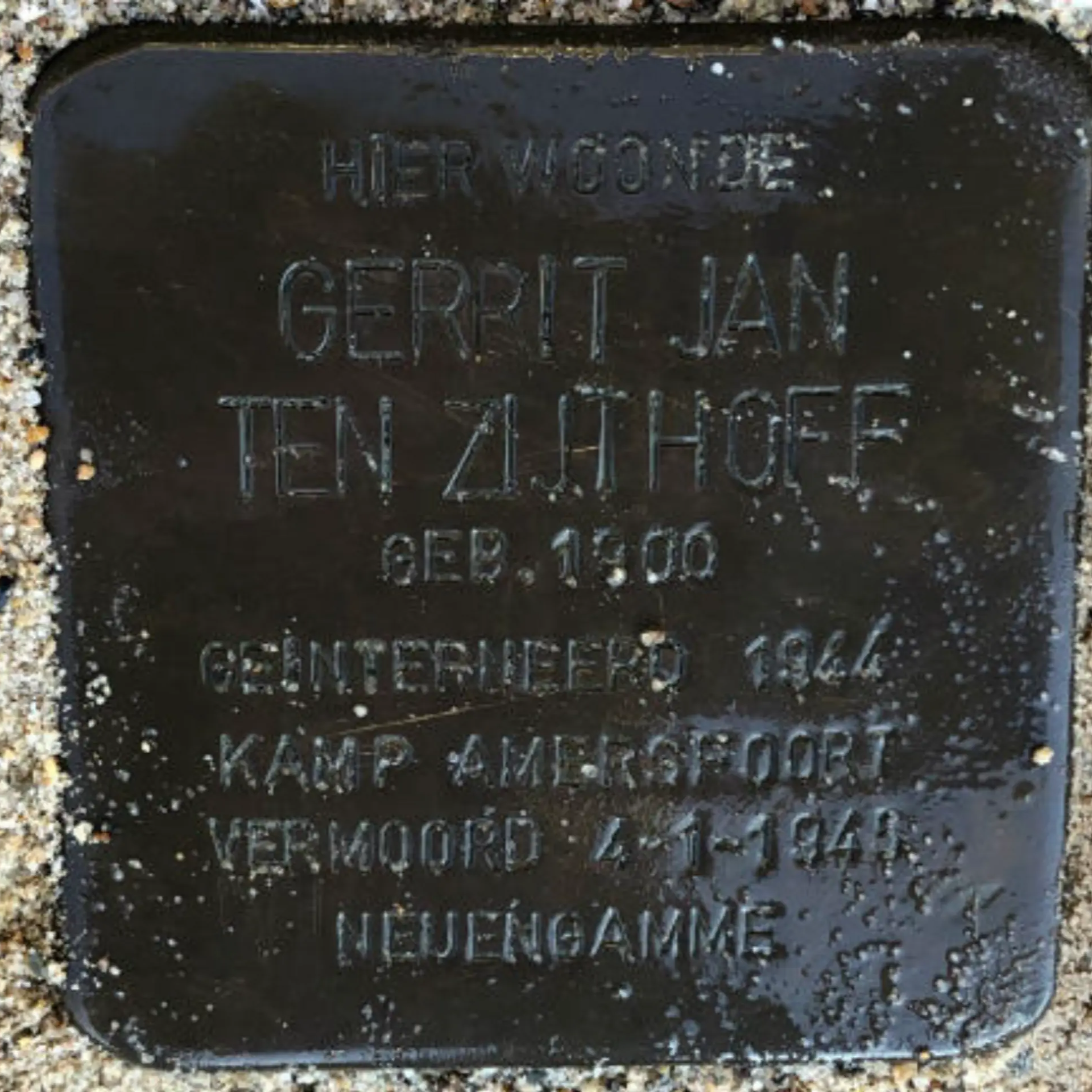 Struikelsteen voor Gerrit Jan ten Zijthoff