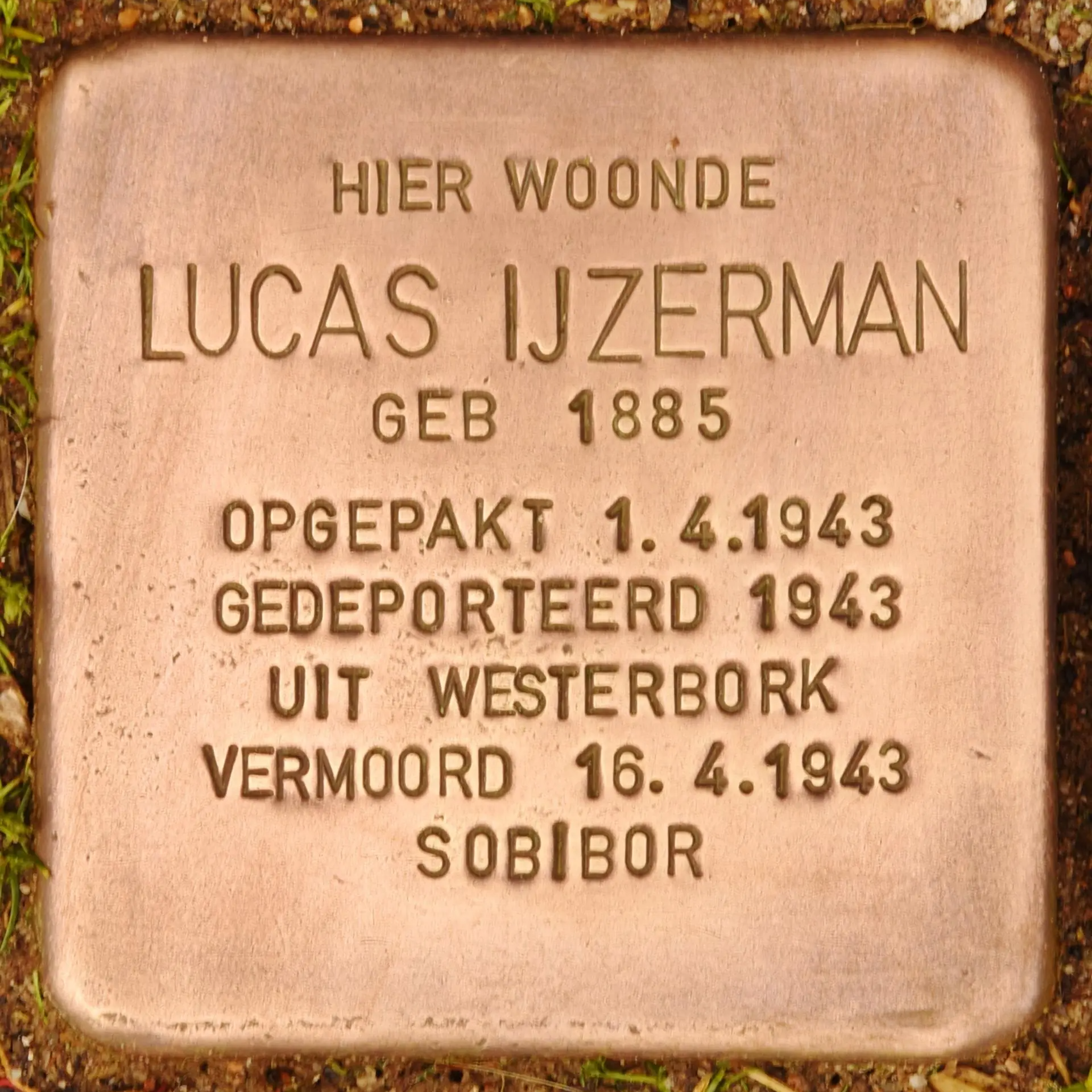 Struikelsteen voor Lucas IJzerman