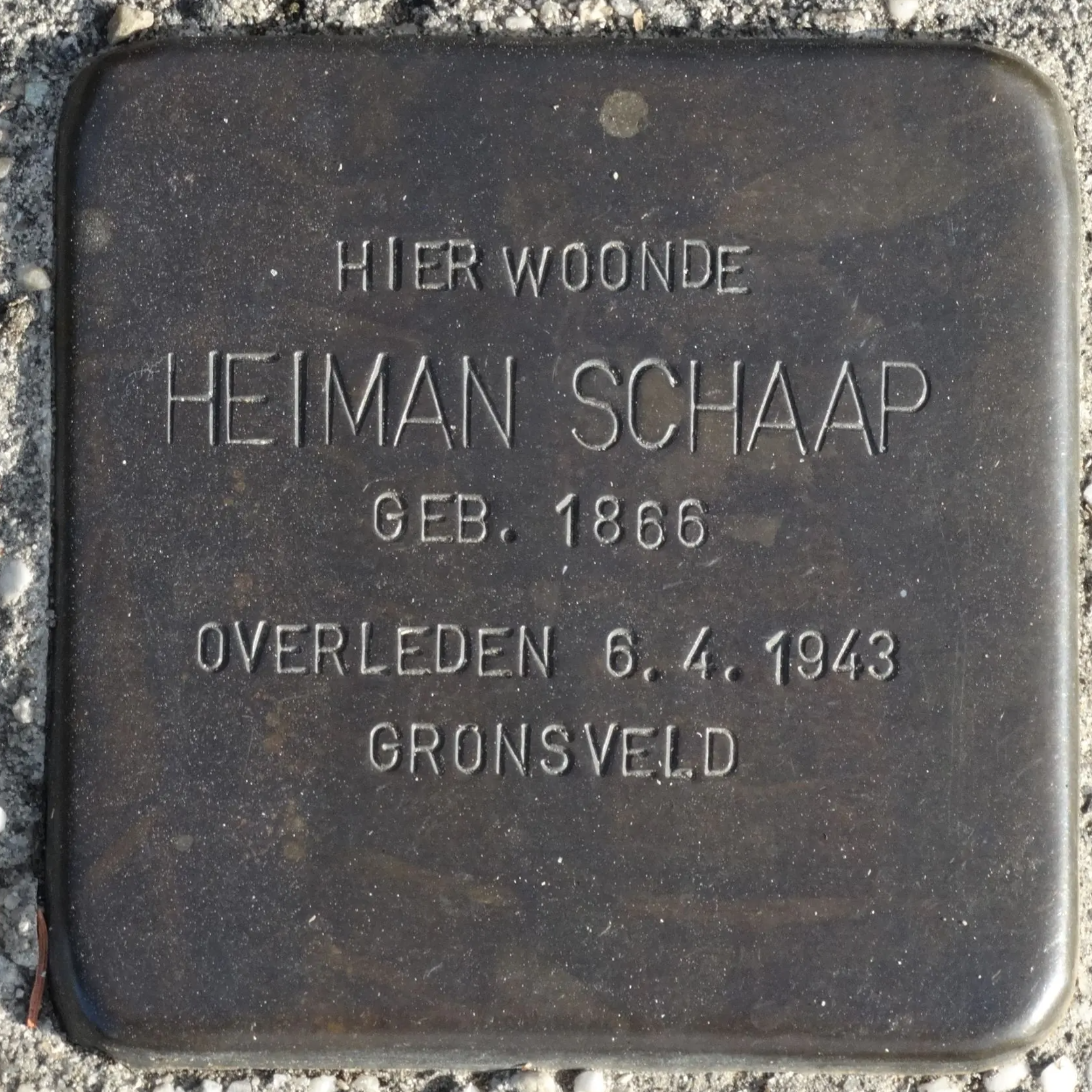 Struikelsteen voor Heiman Schaap