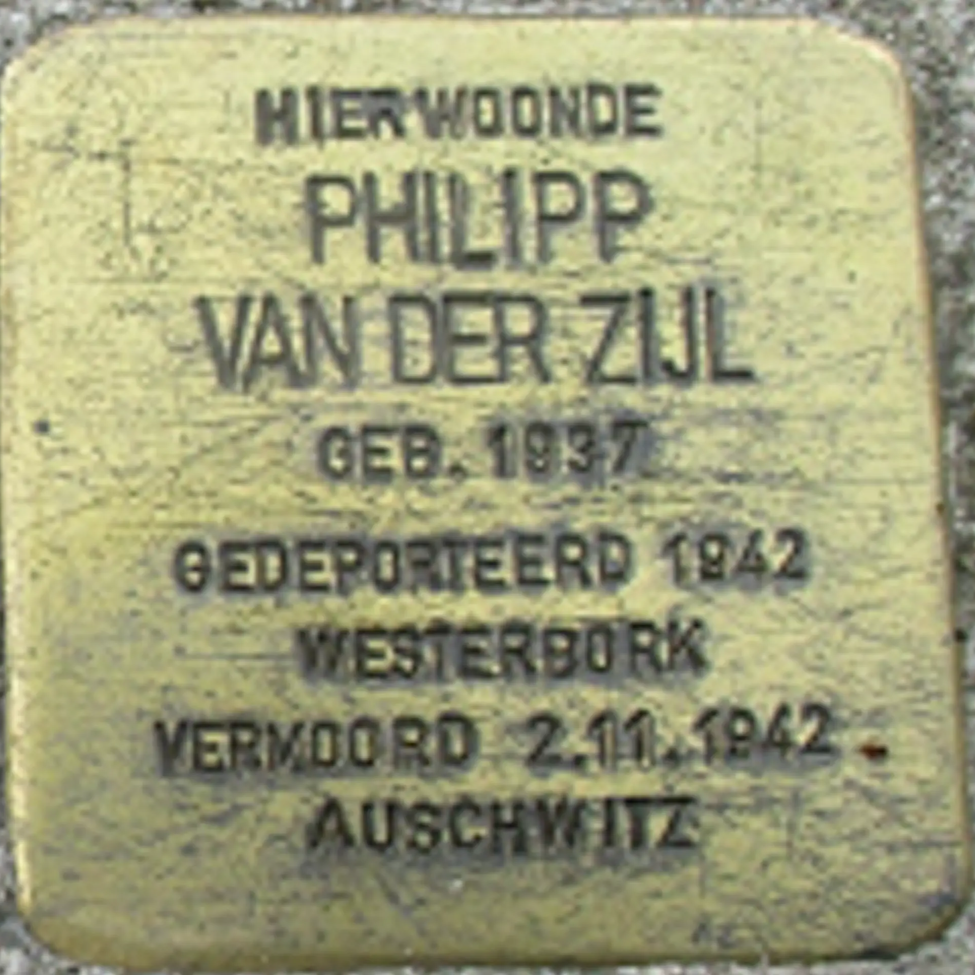 Struikelsteen voor Philipp van der Zijl