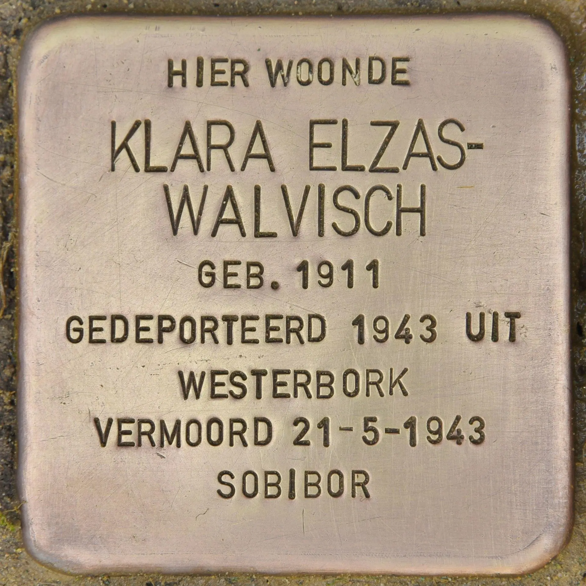 Struikelsteen voor Klara Elzas-Walvisch