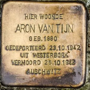 Struikelsteen voor Aron van Tijn