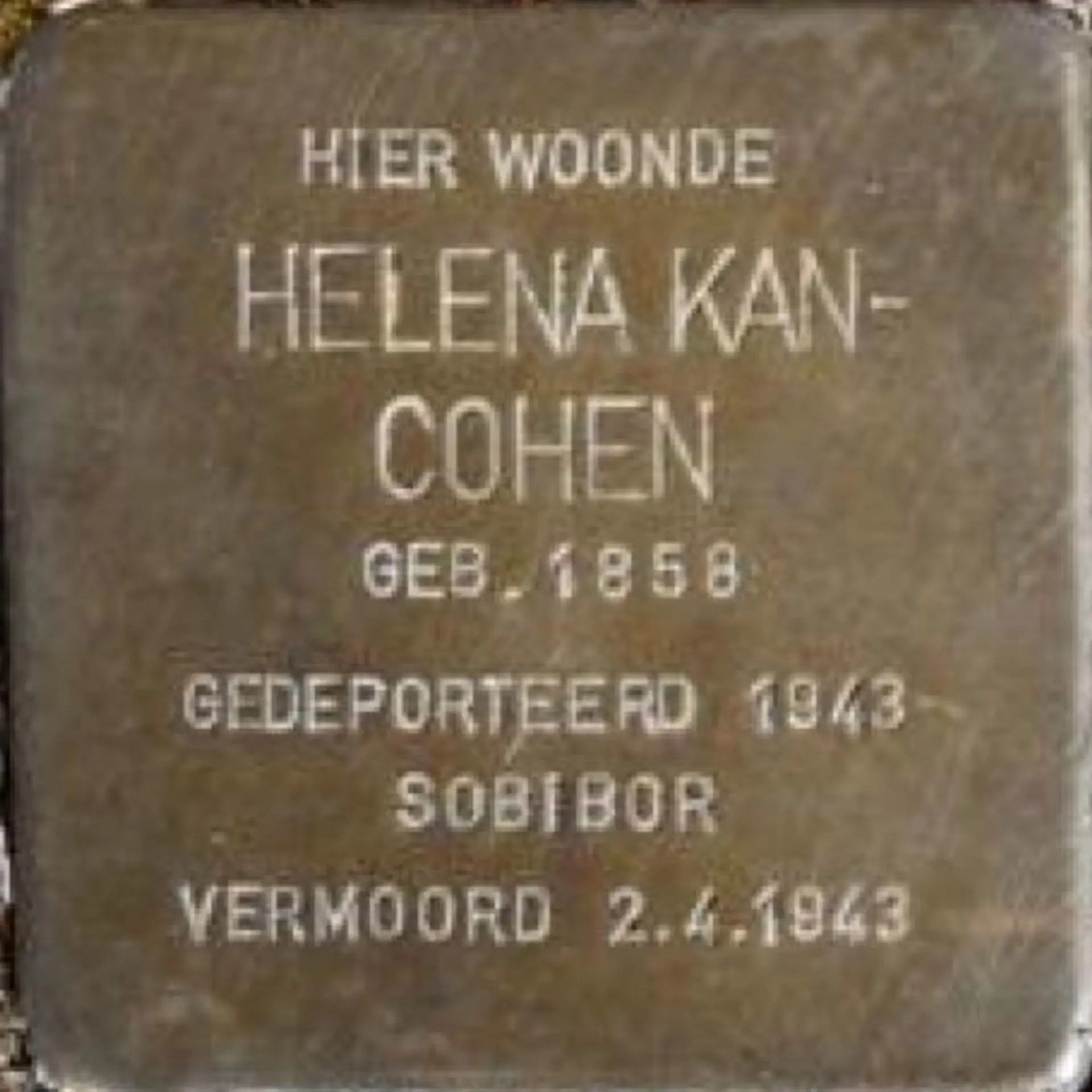 Struikelsteen voor Helena Kan-Cohen