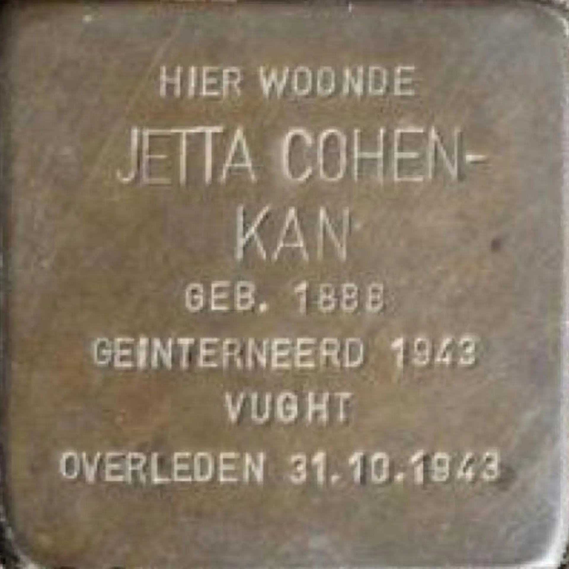 Struikelsteen voor Jetta Cohen-Kan