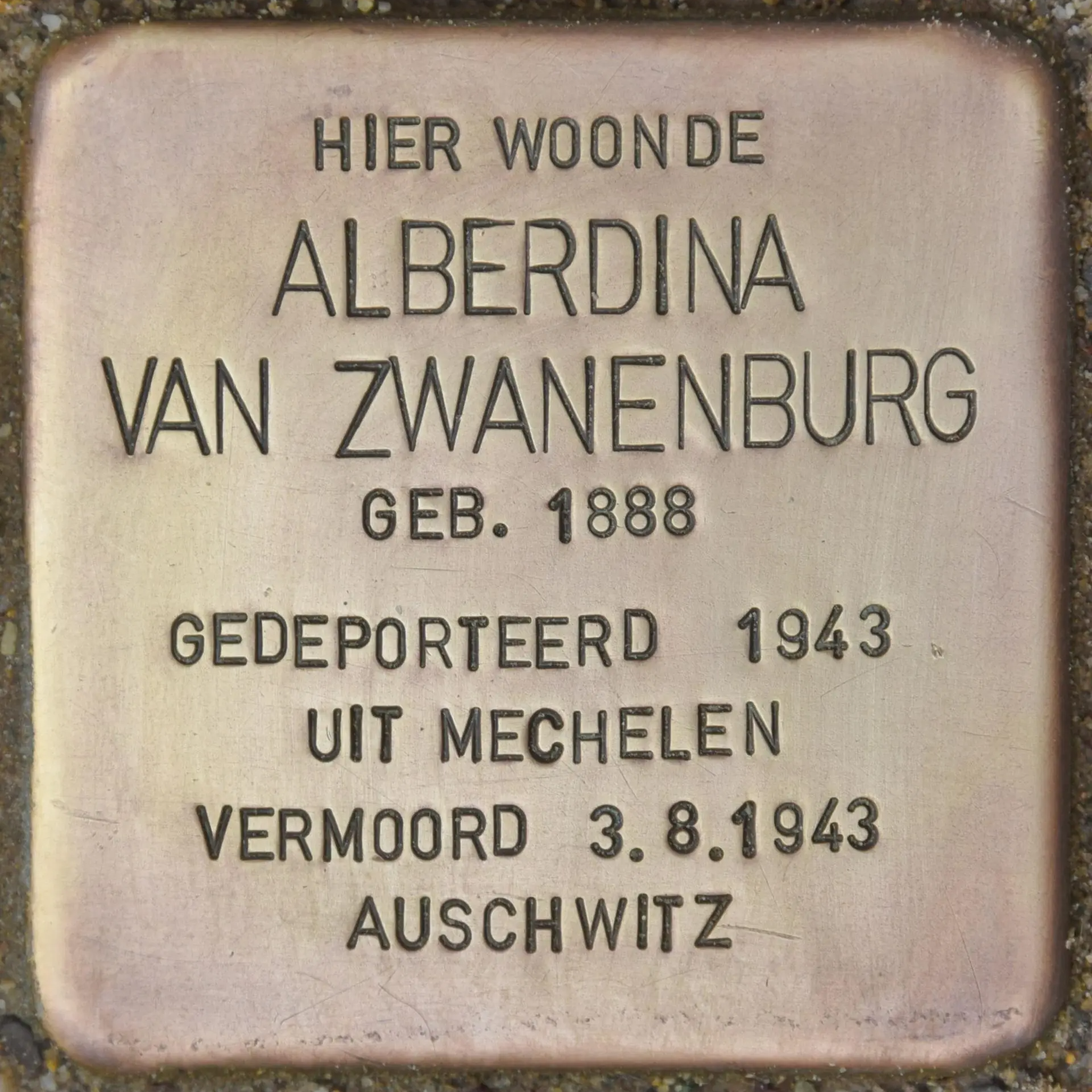 Struikelsteen voor Alberdina Salomon-van Zwanenburg