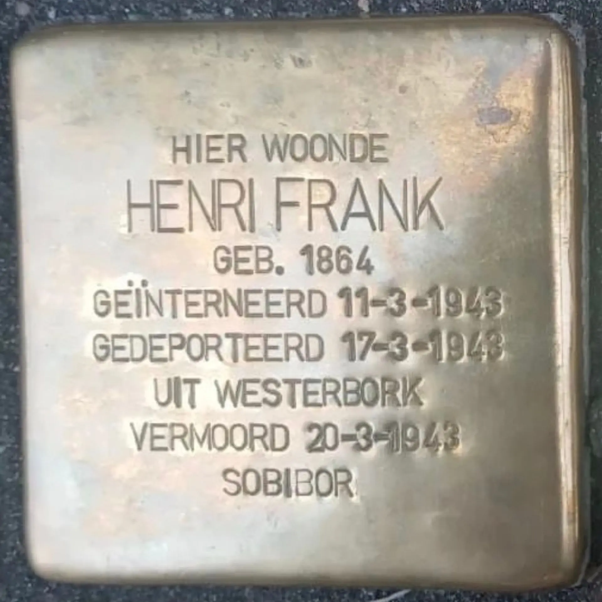 Struikelsteen voor Henri Frank