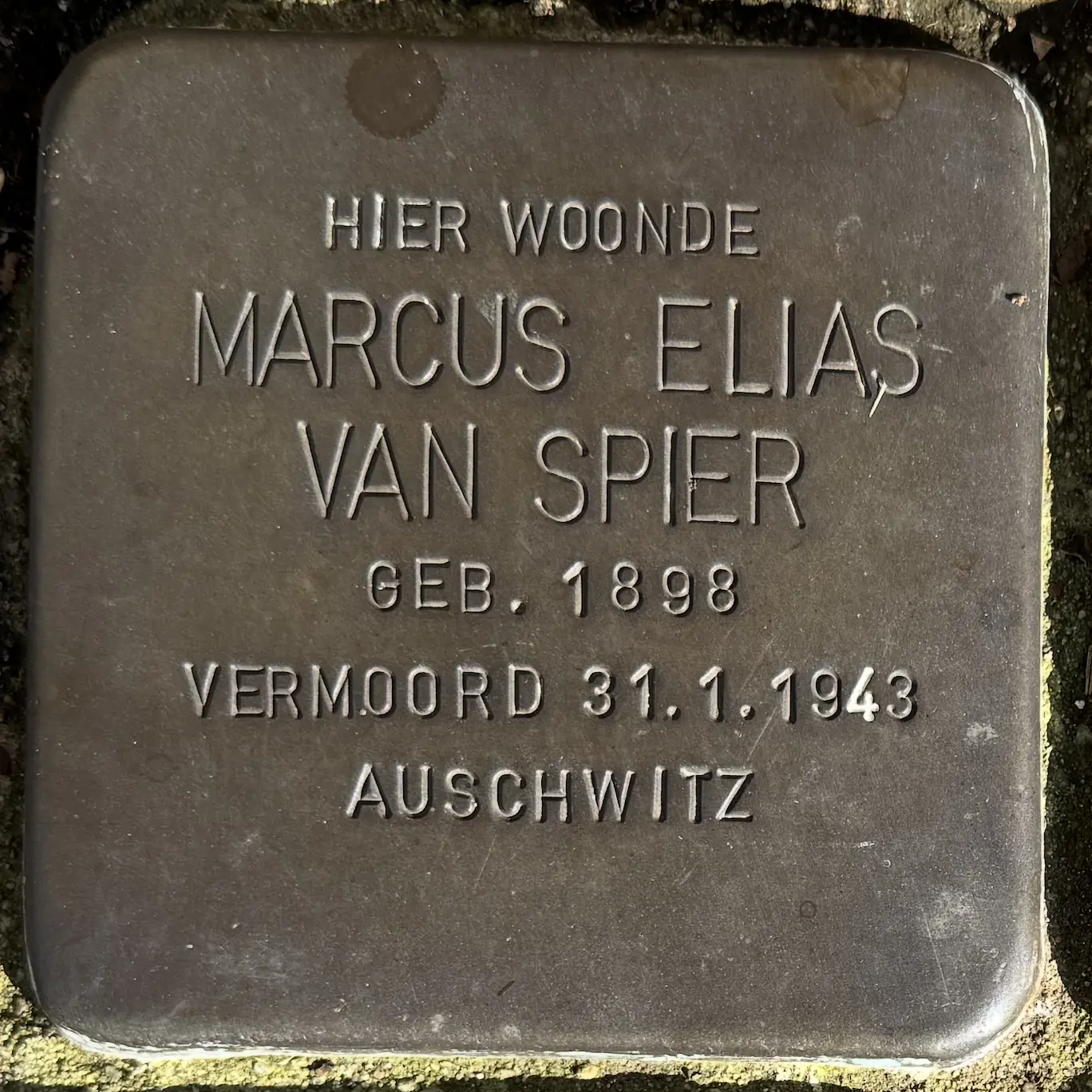 Struikelsteen voor Marcus Elias van Spier