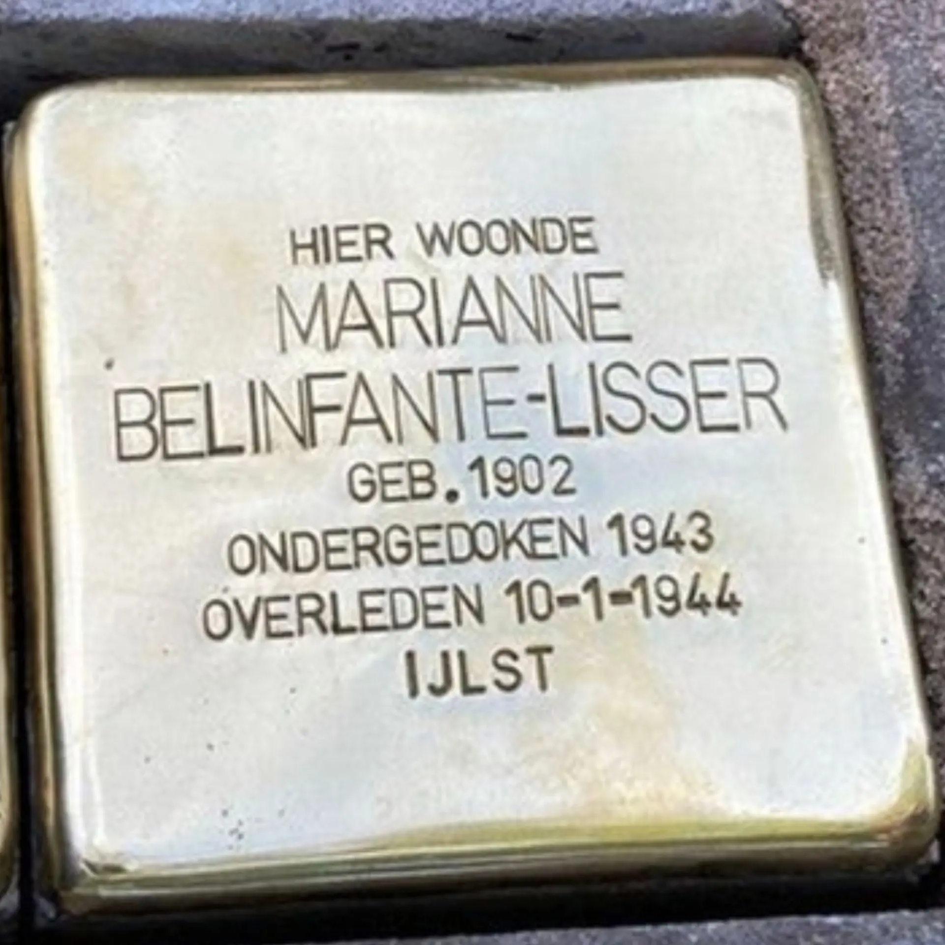 Struikelsteen voor Marianne Belinfante-Lisser