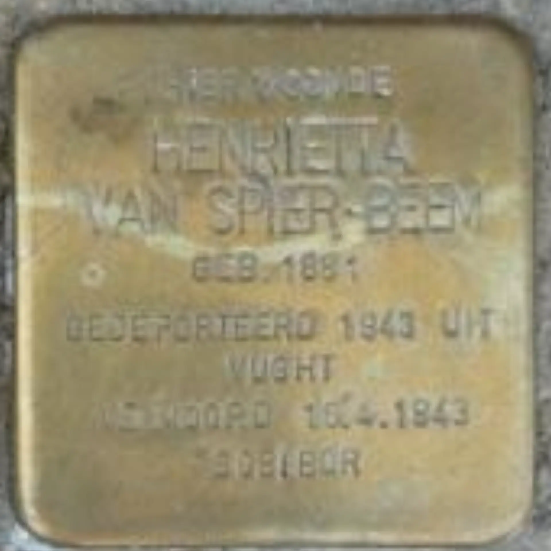 Struikelsteen voor Henrietta van Spier-Beem