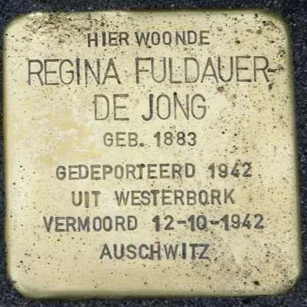 Struikelsteen voor Regina Fuldauer-de Jong
