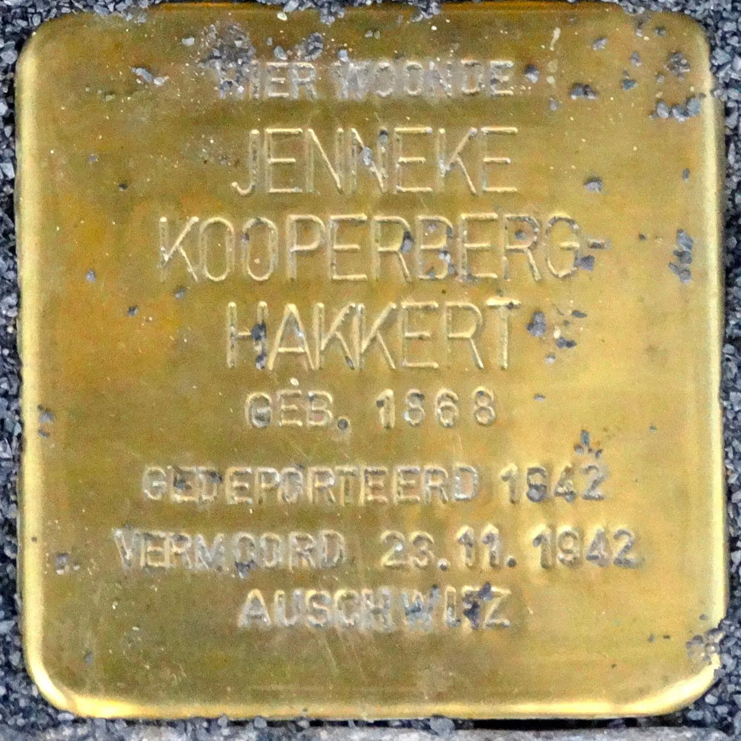 Struikelsteen voor Jenneke Kooperberg-Hakkert