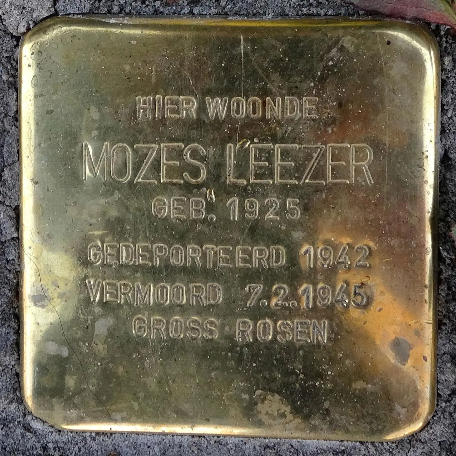 Struikelsteen voor Mozes Leezer