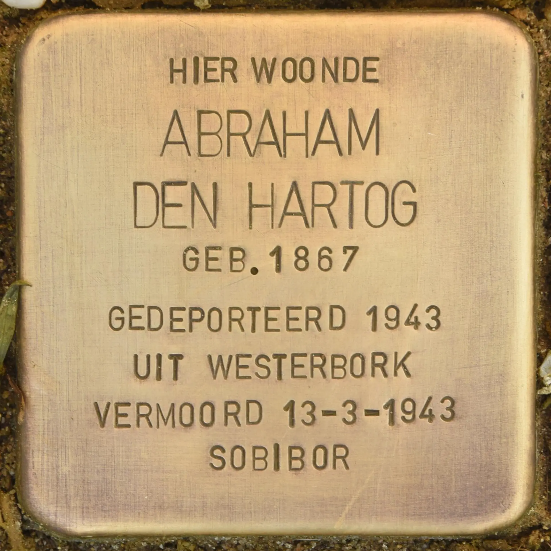 Struikelsteen voor Abraham den Hartog