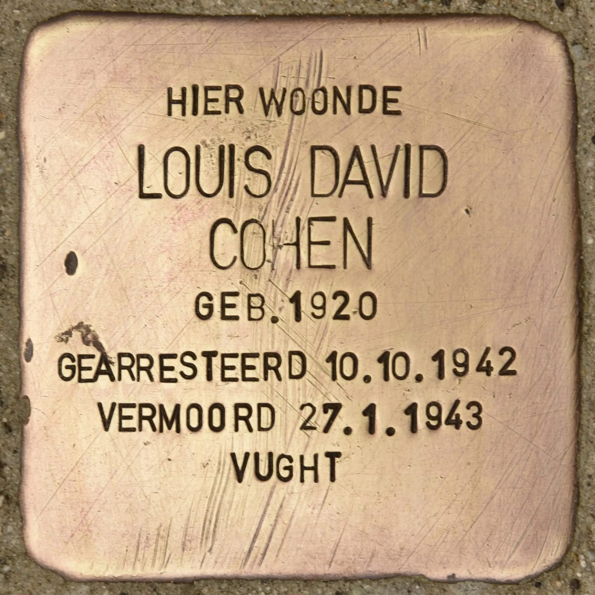 Struikelsteen voor Louis David Cohen