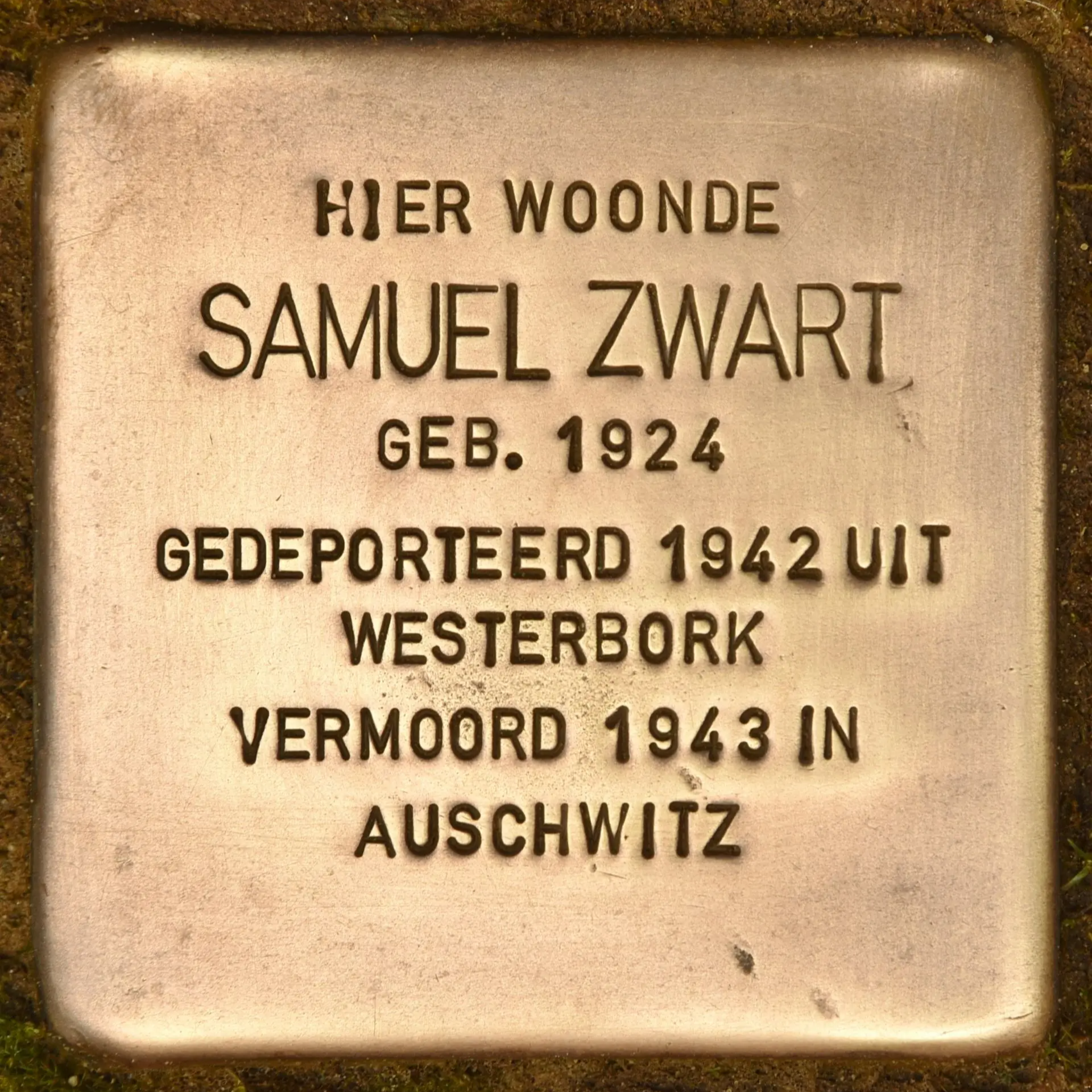 Struikelsteen voor Samuel Zwart