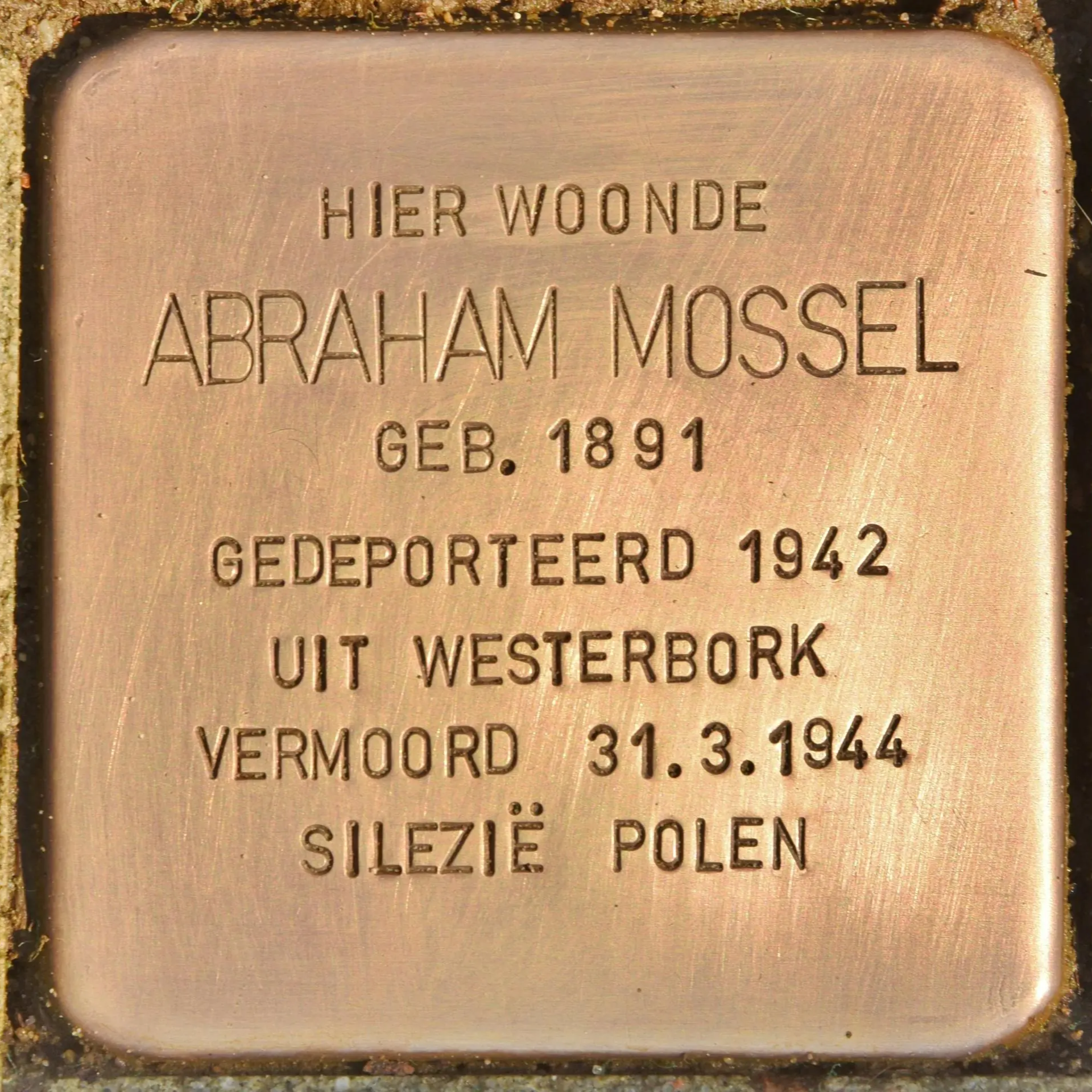 Struikelsteen voor Abraham Mossel