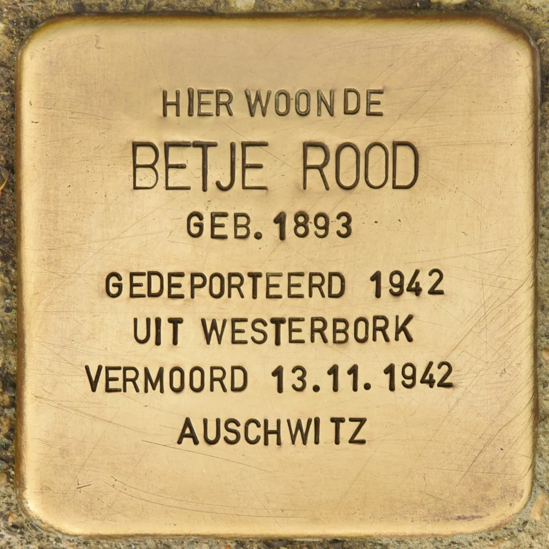 Struikelsteen voor Betje Rood