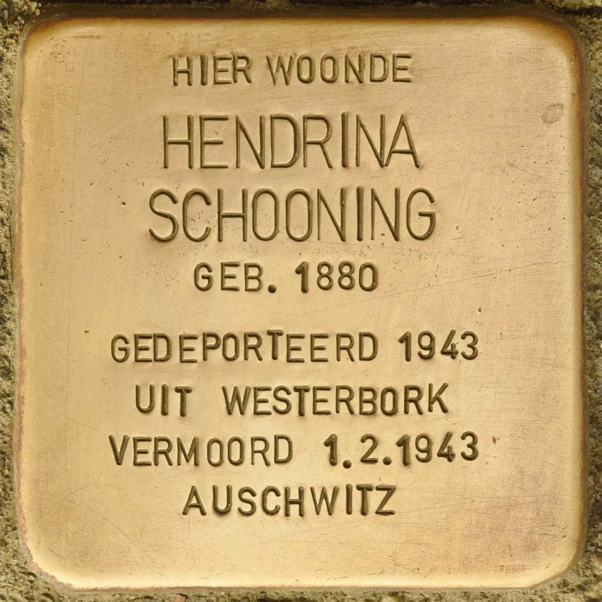 Struikelsteen voor Hendrina Schooning