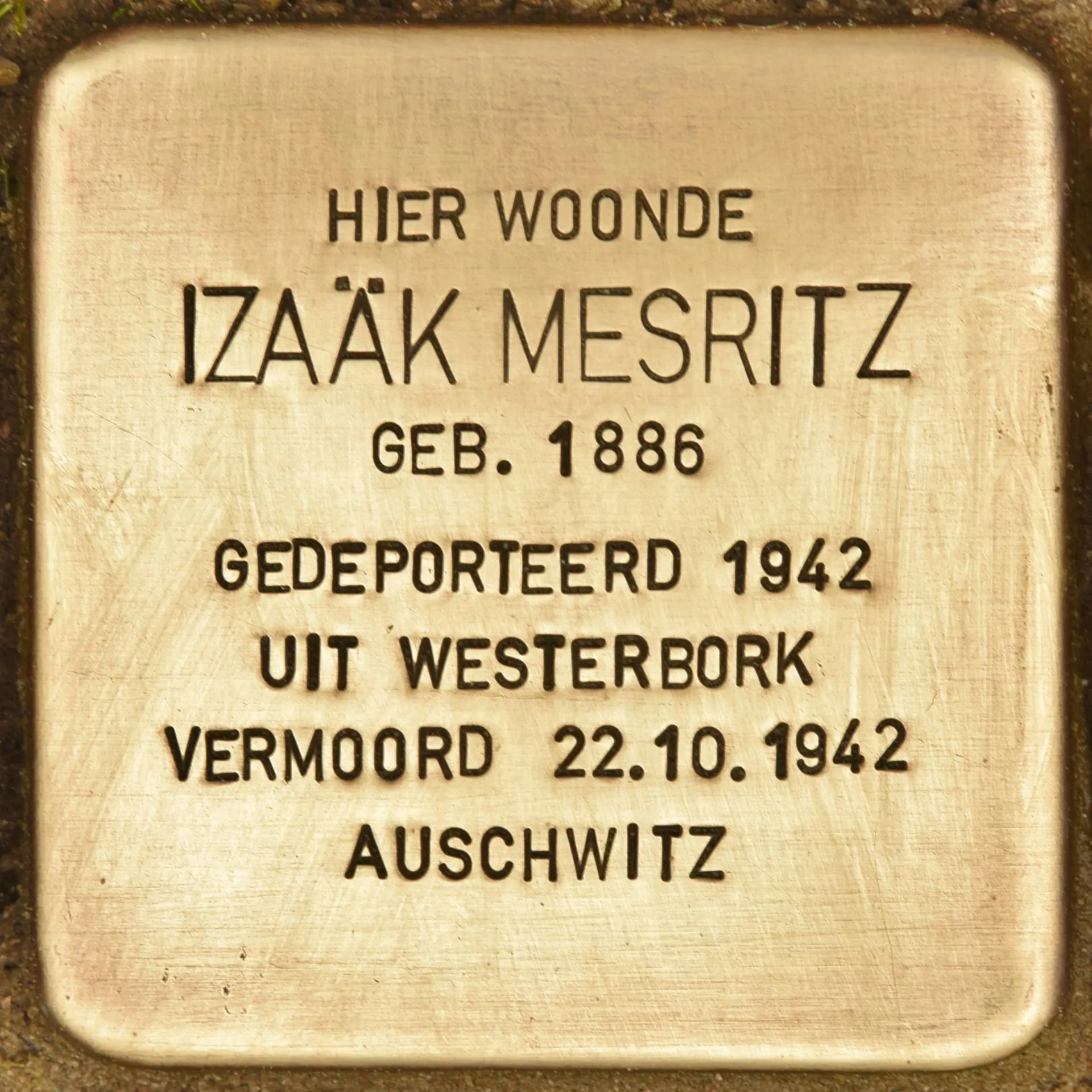 Struikelsteen voor Izaäk Mesritz