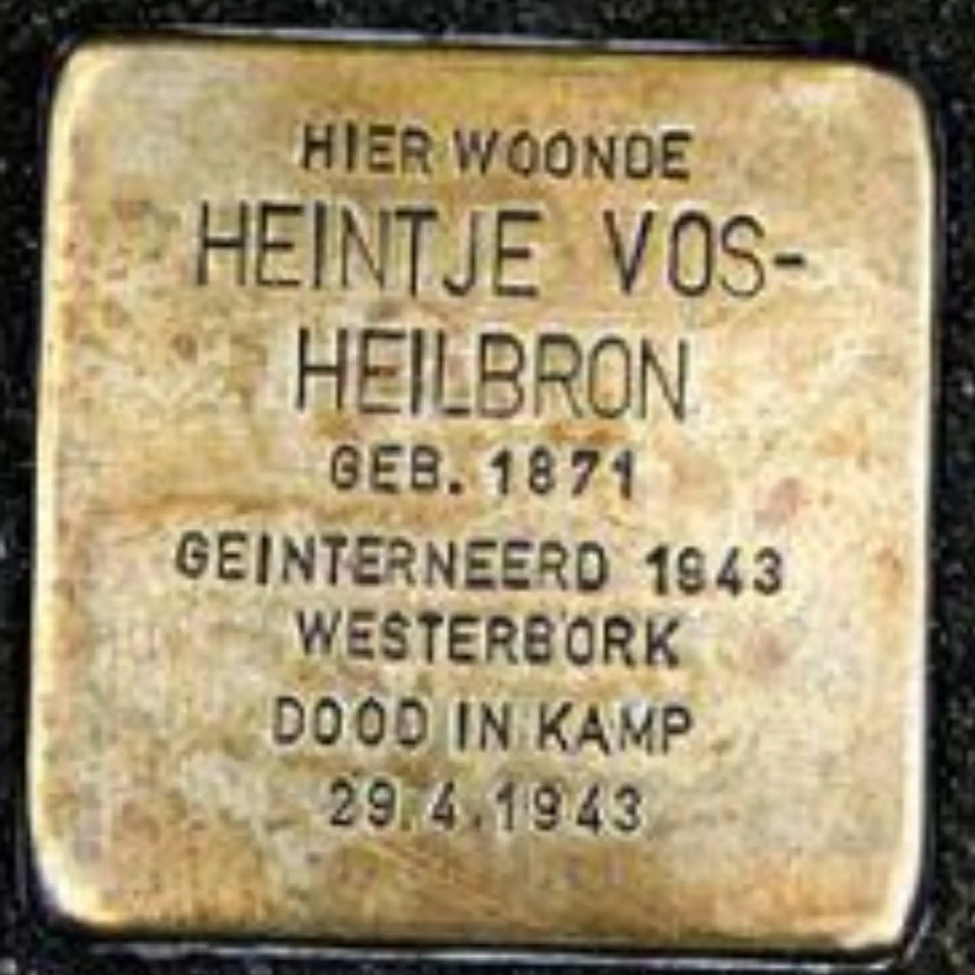 Struikelsteen voor Heintje Vos-Heilbron