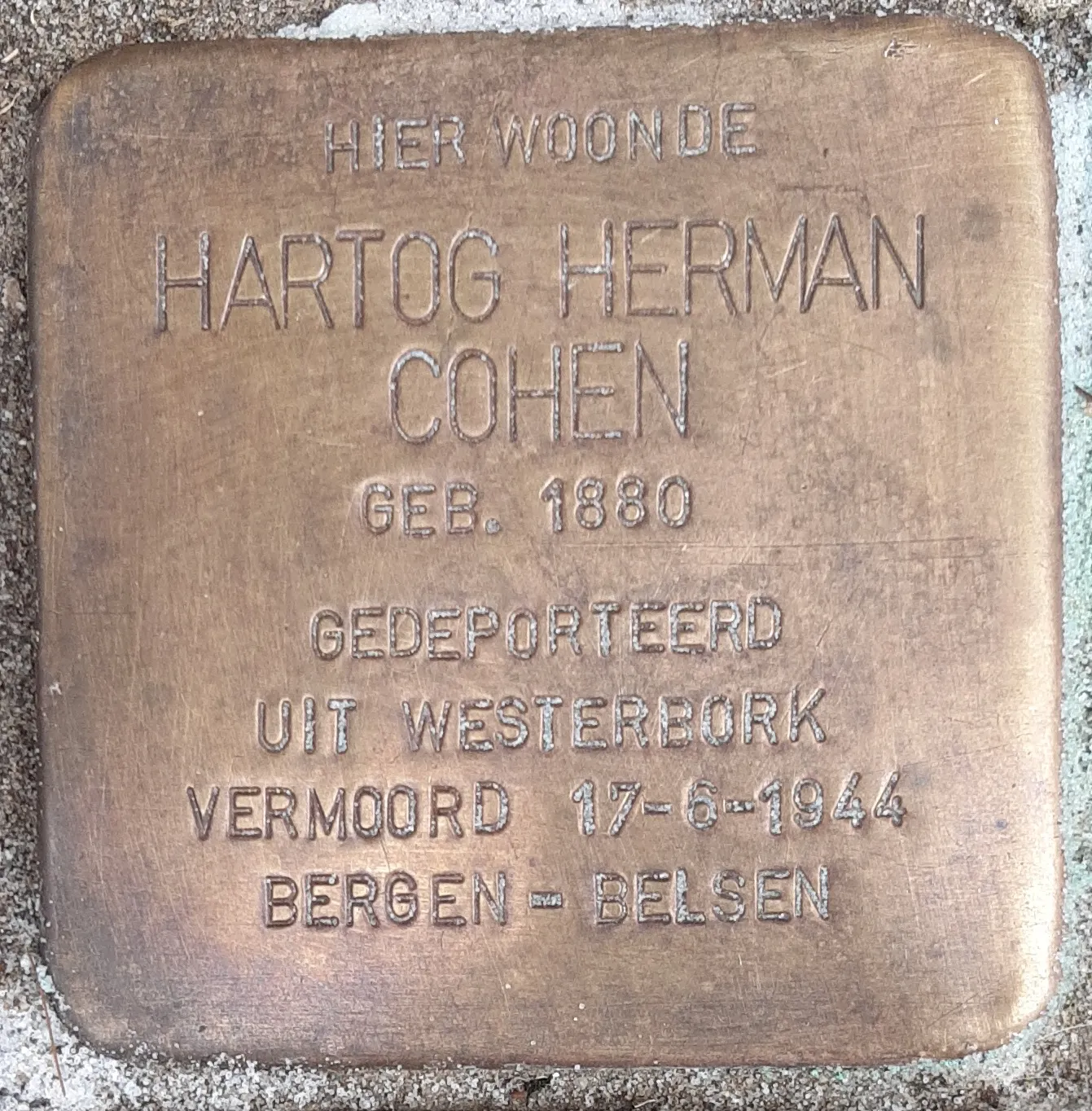 Struikelsteen voor Hartog Cohen