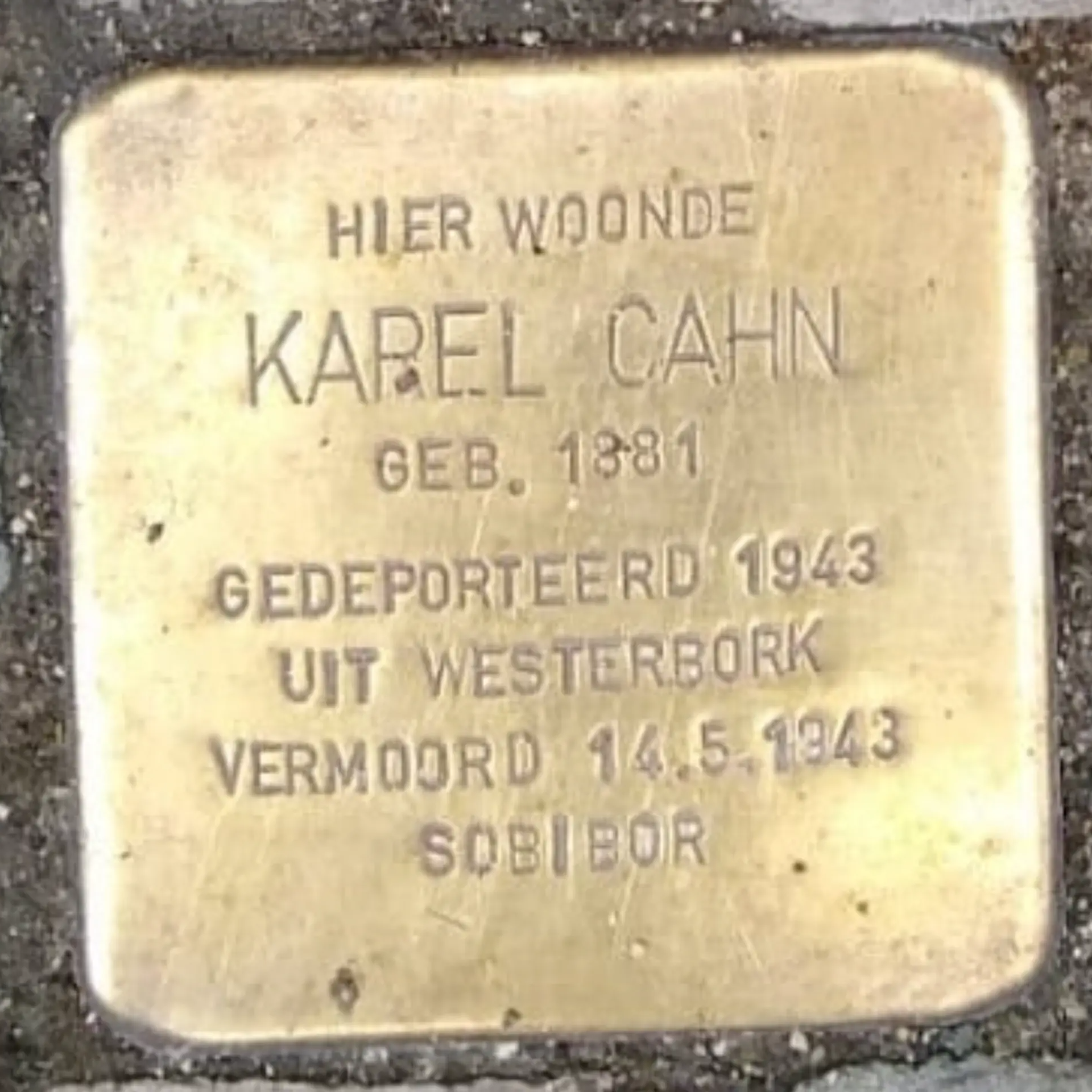 Struikelsteen voor Karel Cahn