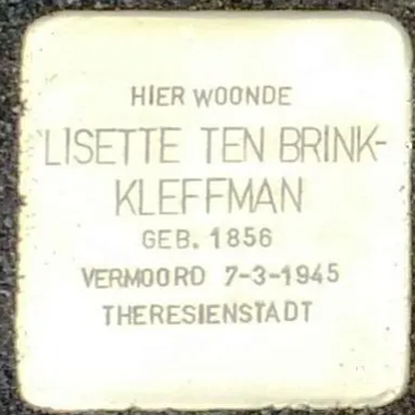 Struikelsteen voor Lisette ten Brink-Kleffmann