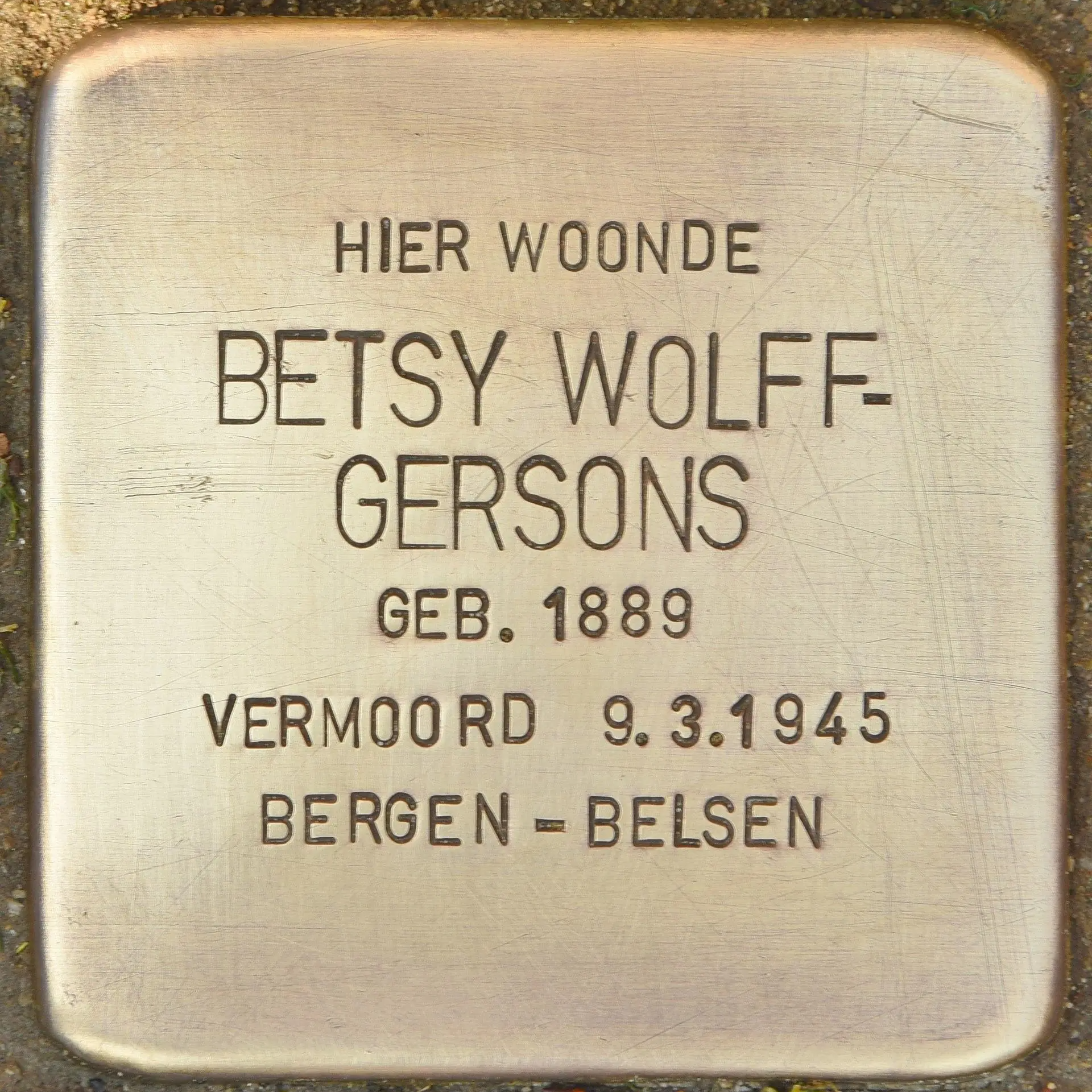 Struikelsteen voor Betsy Wolff-Gersons