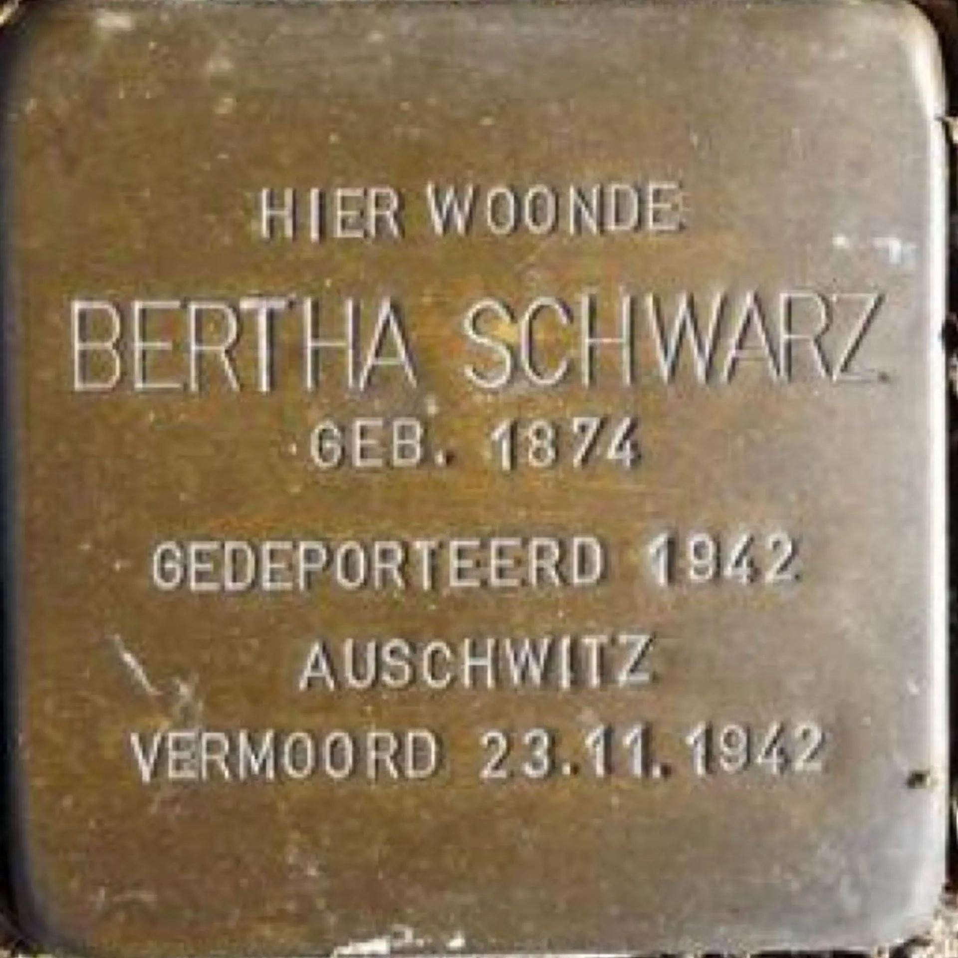 Struikelsteen voor Bertha Schwarz