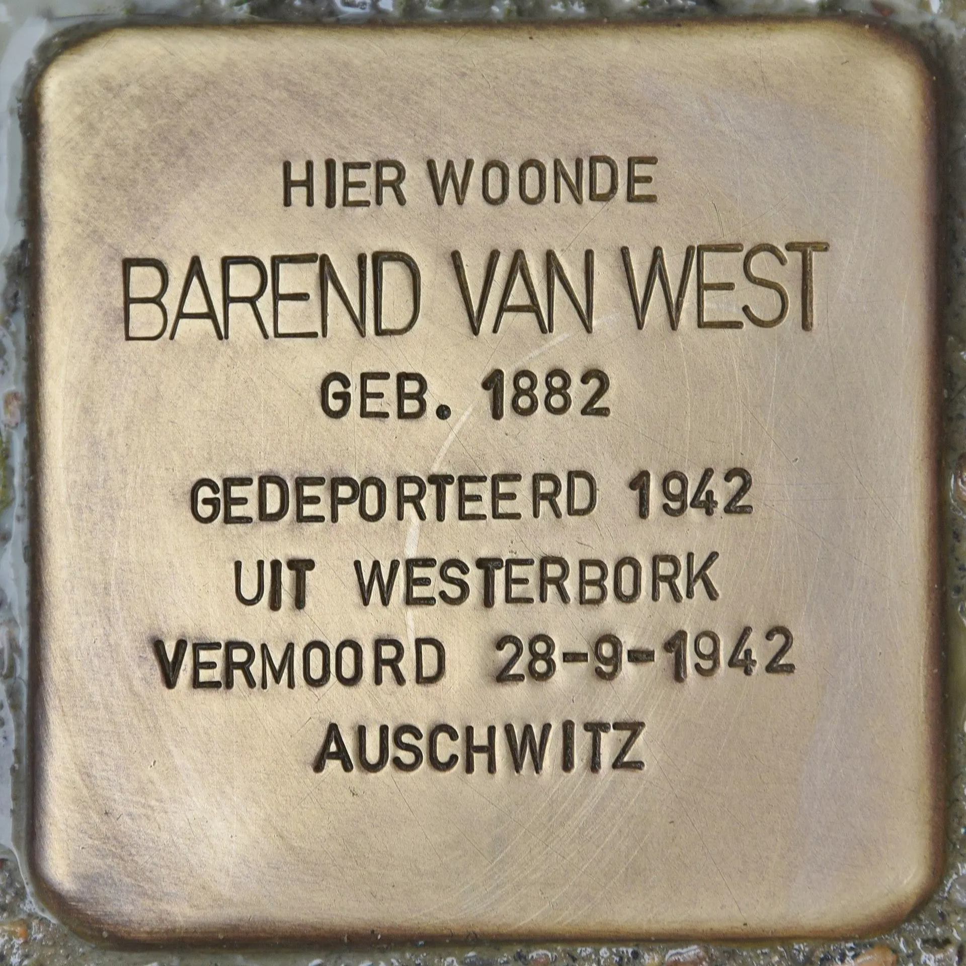 Struikelsteen voor Barend van West