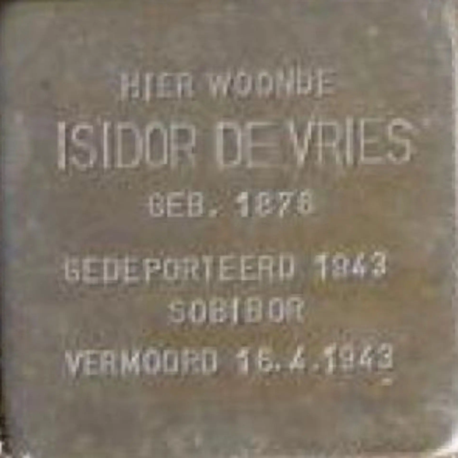 Struikelsteen voor Isidor de Vries