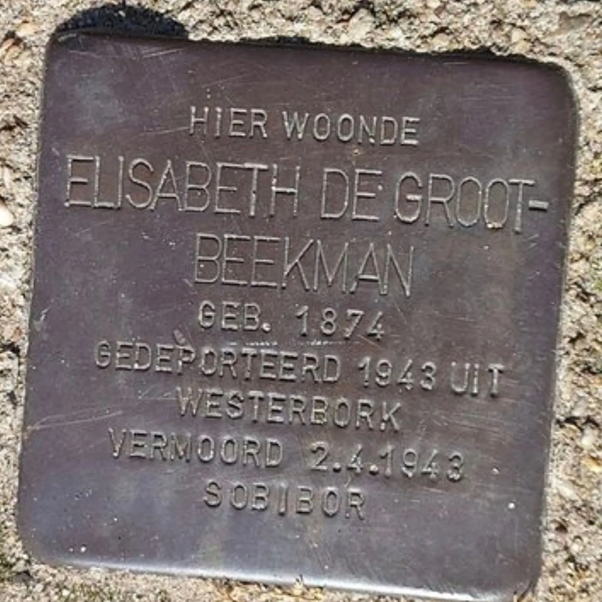 Struikelsteen voor Elisabeth de Groot-Beekman