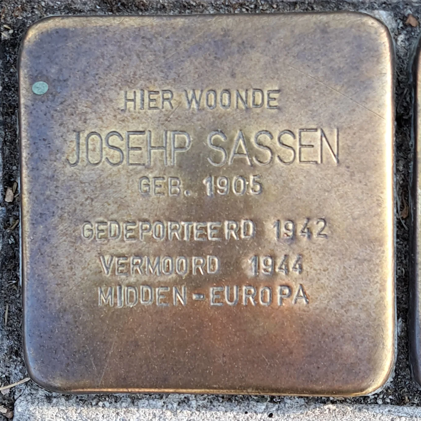Struikelsteen voor Joseph Sassen