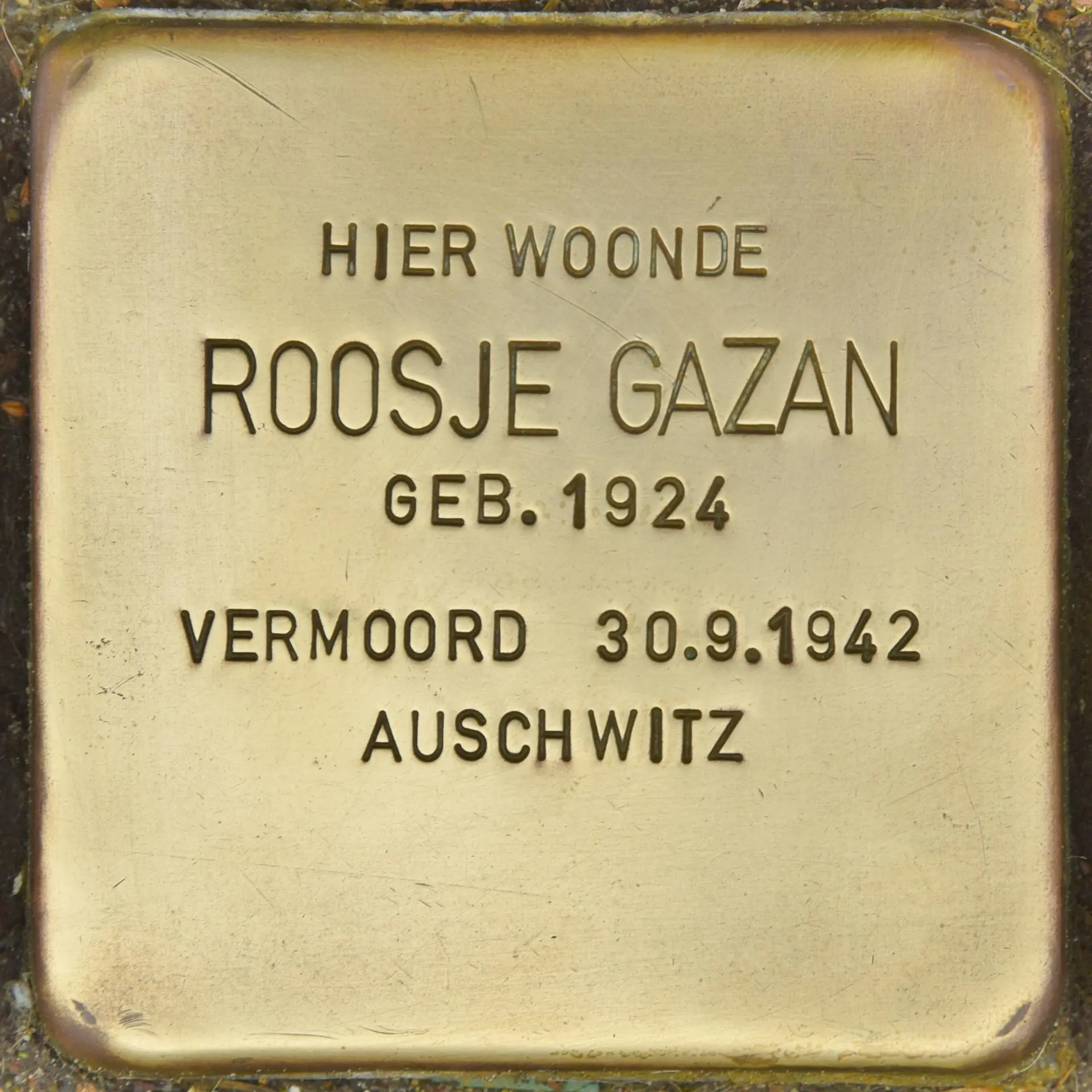 Struikelsteen voor Roosje Gazan