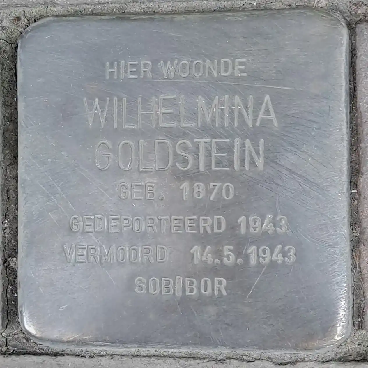 Struikelsteen voor Wilhelmina Goldstein