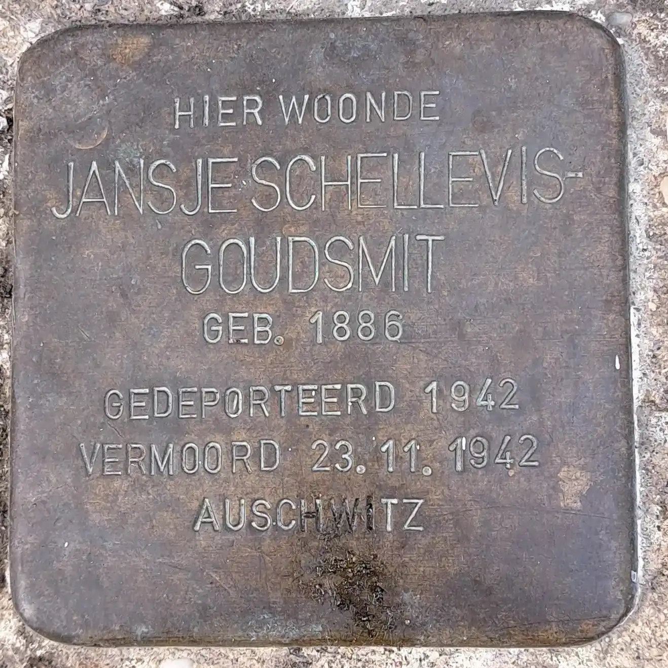 Struikelsteen voor Jansje Schellevis-Goudsmit