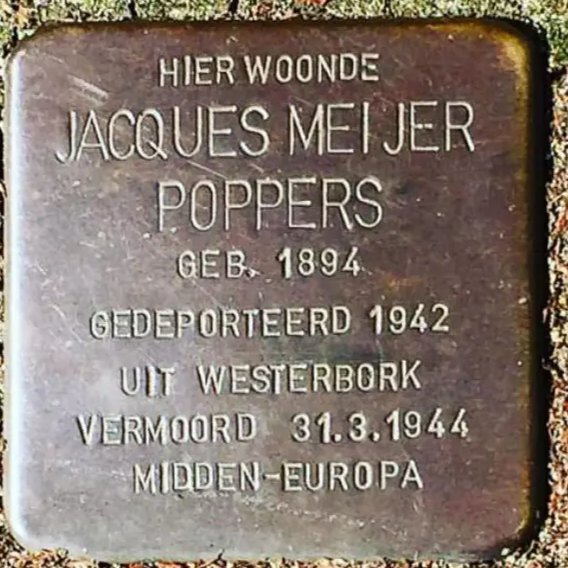 Struikelsteen voor Jacques Meijer Poppers