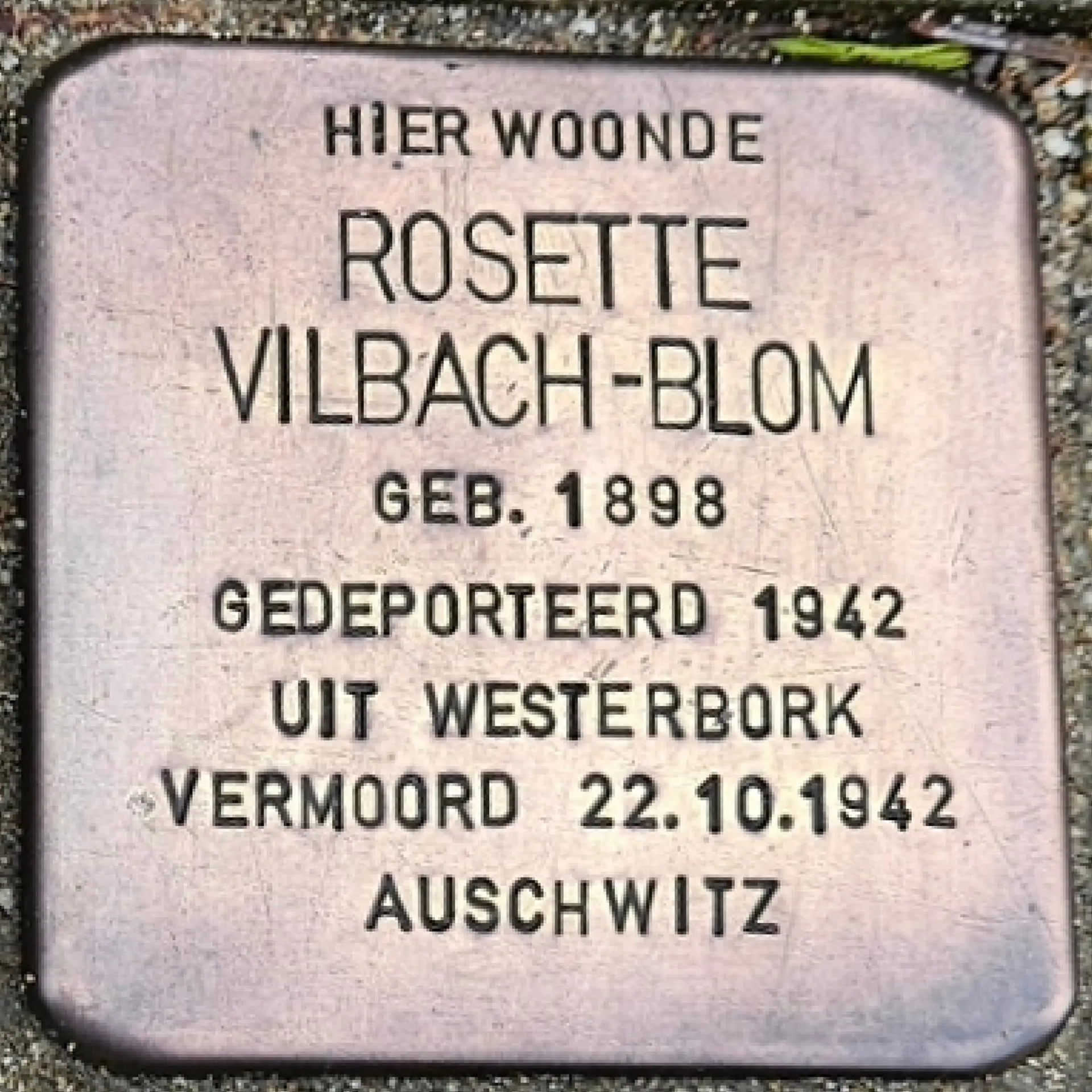 Struikelsteen voor Rosetta Vilbach-Blom