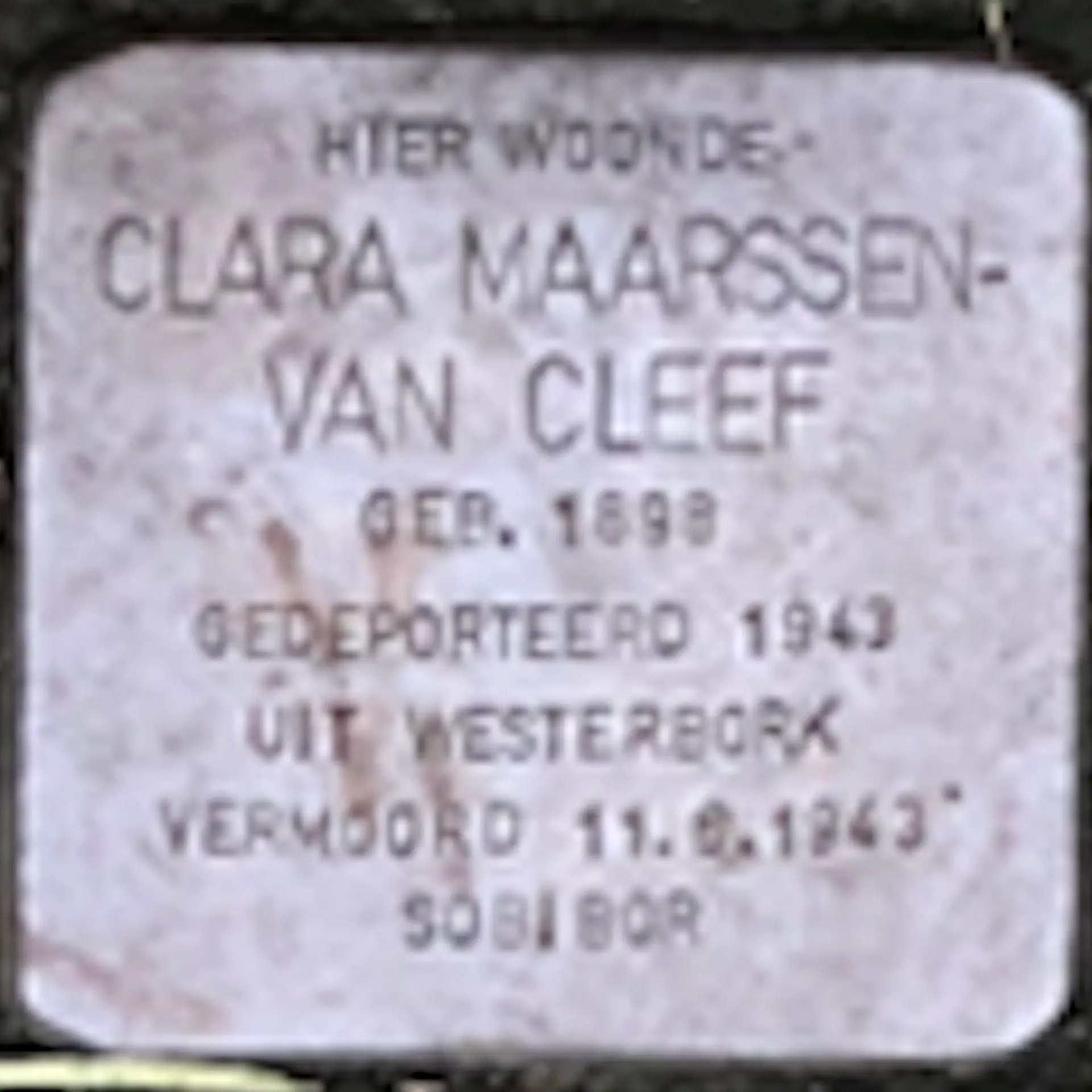 Struikelsteen voor Clara Maarssen-van Cleef