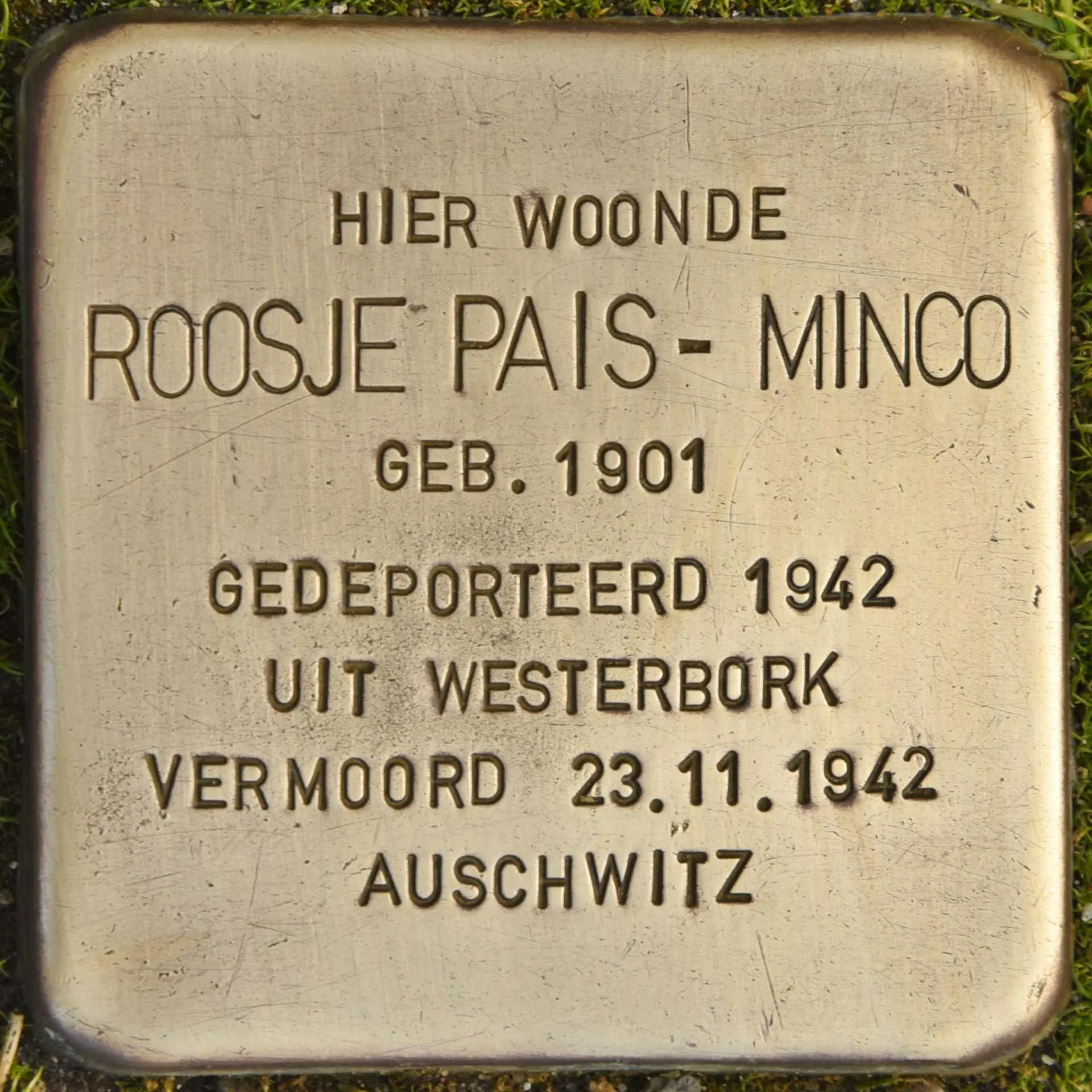 Struikelsteen voor Roosje Pais-Minco