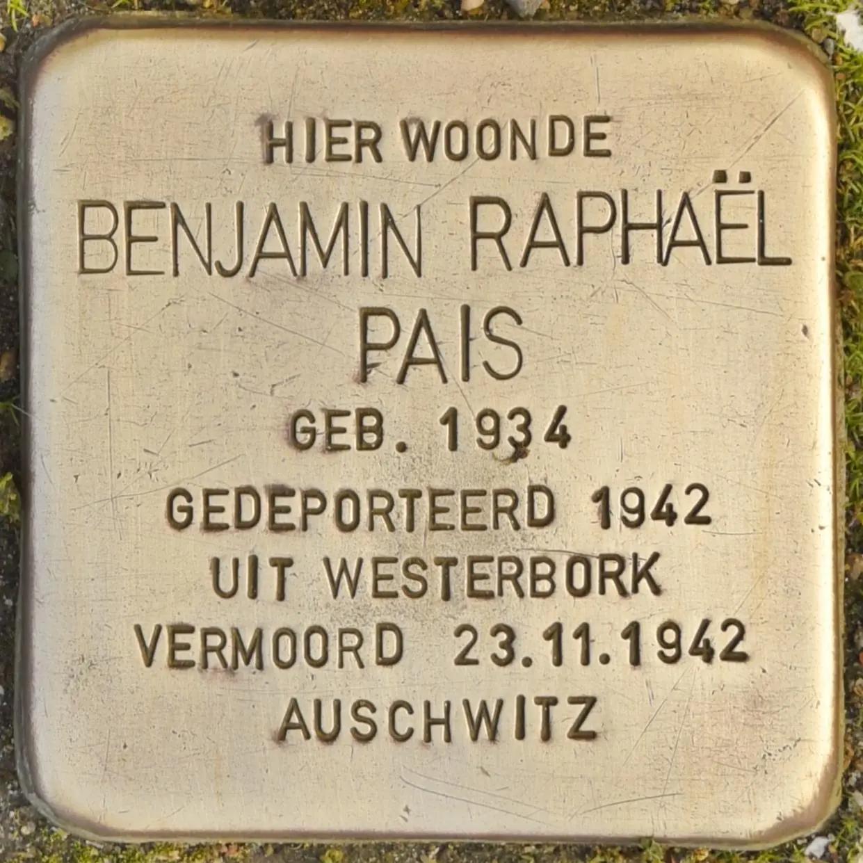 Struikelsteen voor Benjamin Raphaël Pais