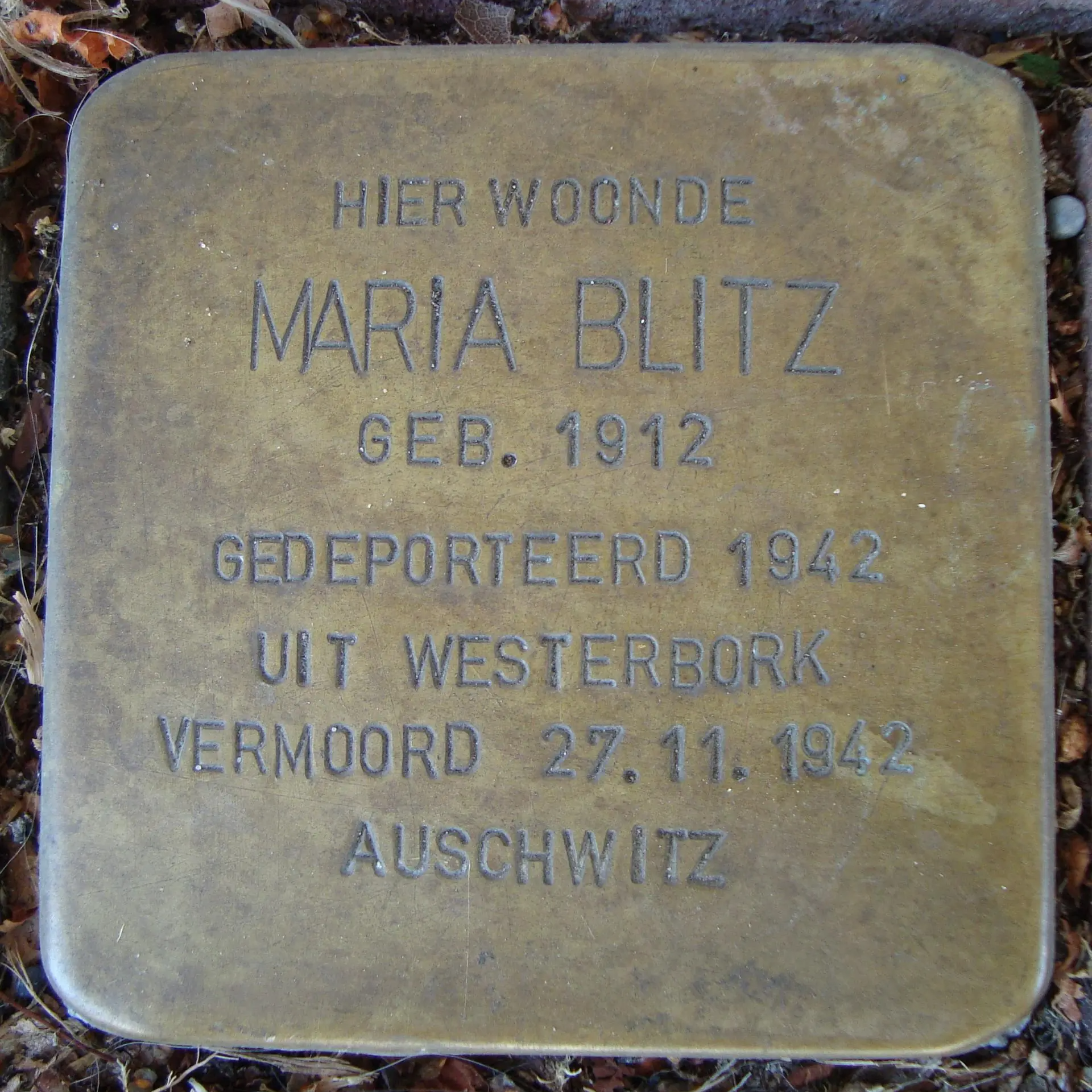 Struikelsteen voor Maria Blitz