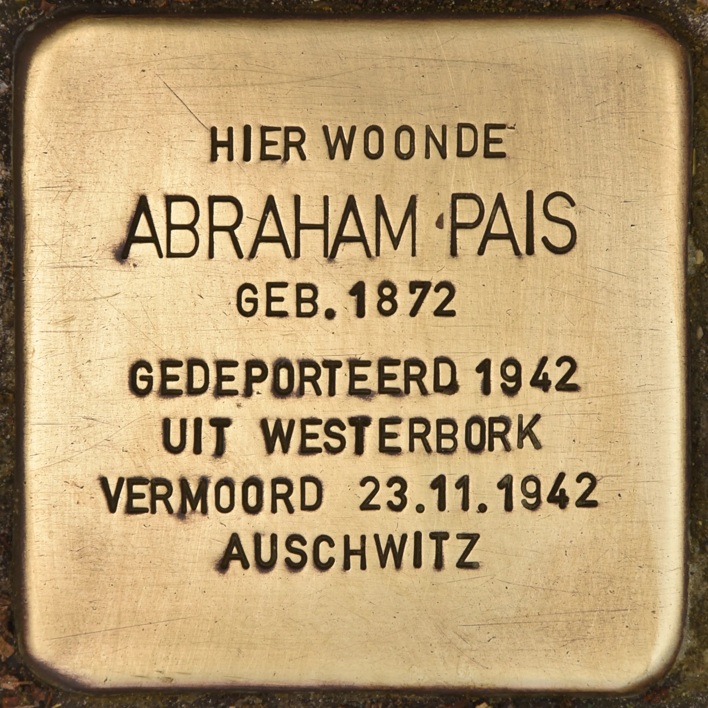 Struikelsteen voor Abraham Pais