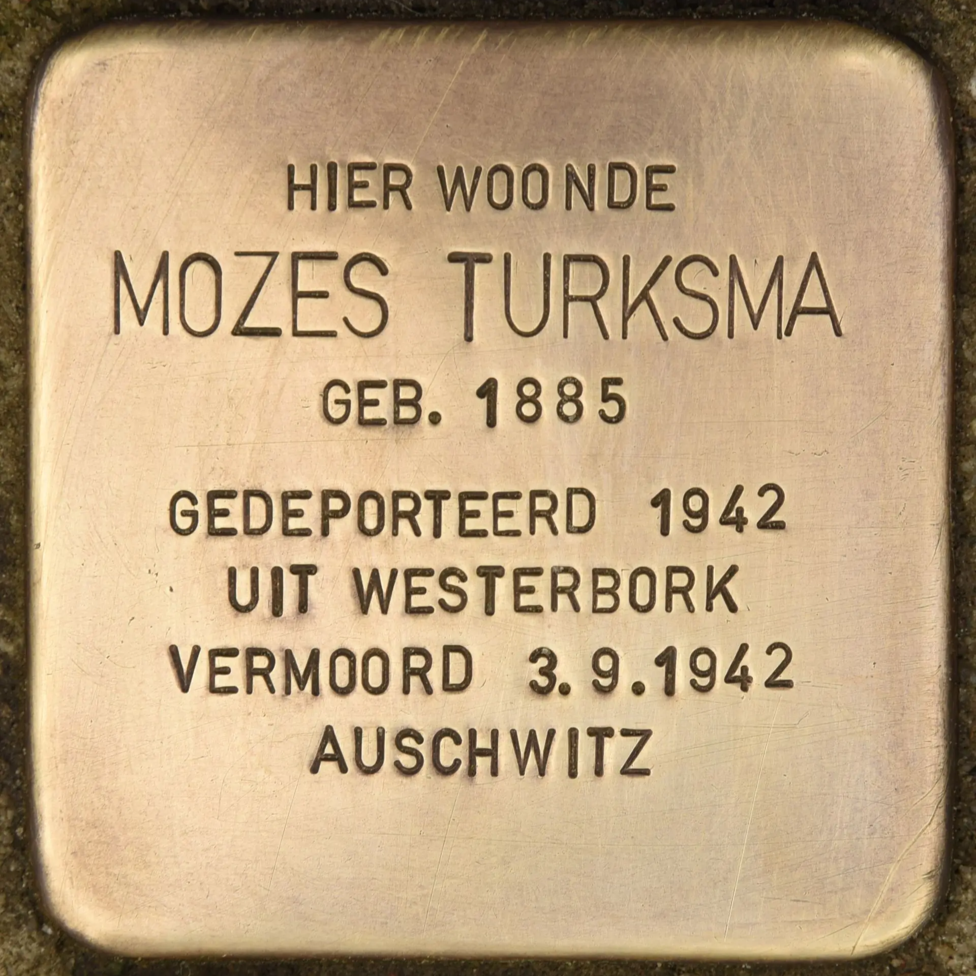 Struikelsteen voor Mozes Turksma
