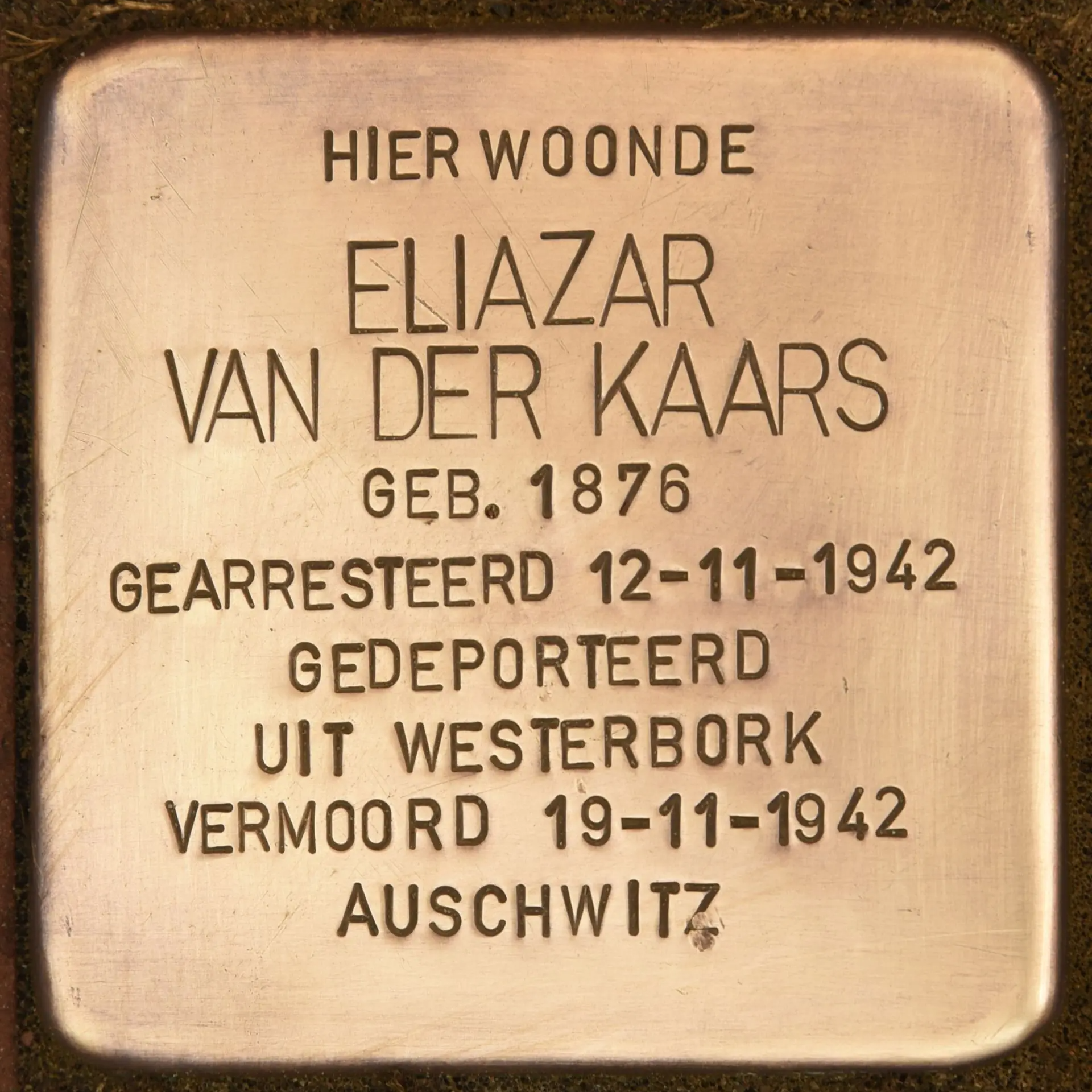 Struikelsteen voor Eliazar van der Kaars