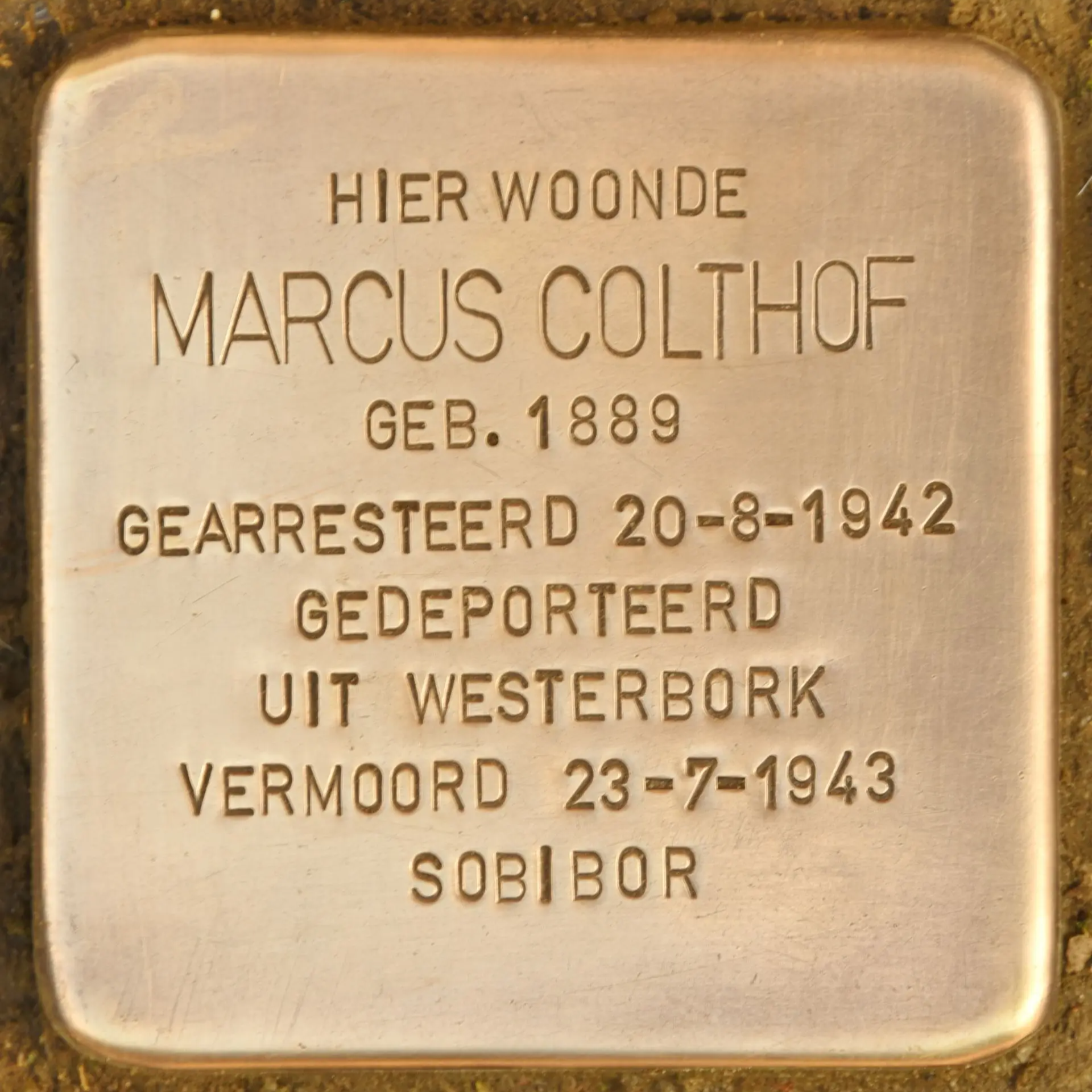 Struikelsteen voor Marcus Colthof